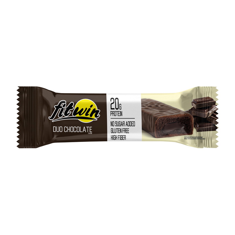 Протеїновий батончик, FitWin Bar No Sugar Added, 60 г (Дуо шоколад)