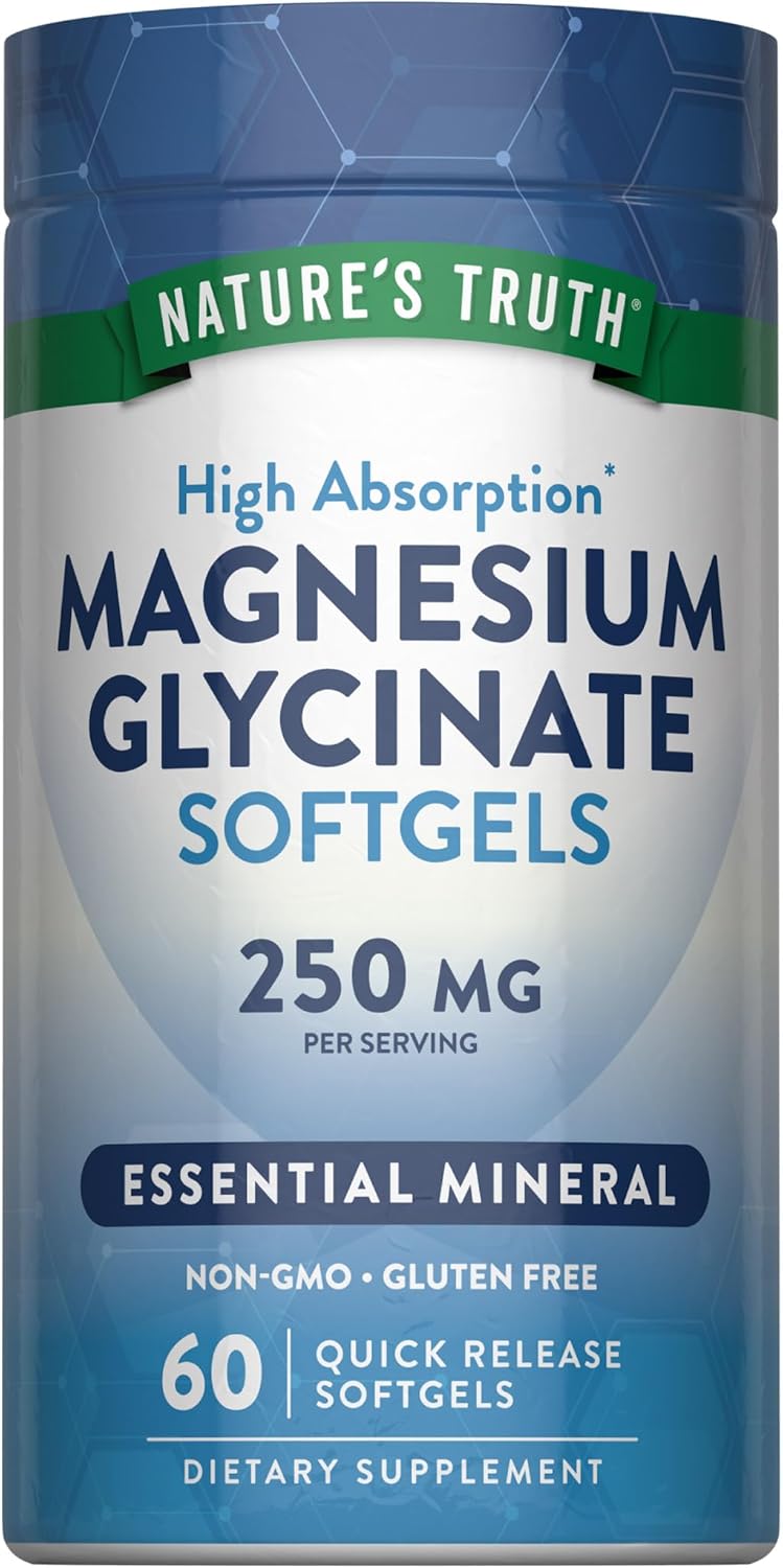 Магній гліцинат, Magnesium Glycinate (Mag Set), Nature's Truth, з високим ступенем засвоєння, 250 мг, 60 гелевих капсул