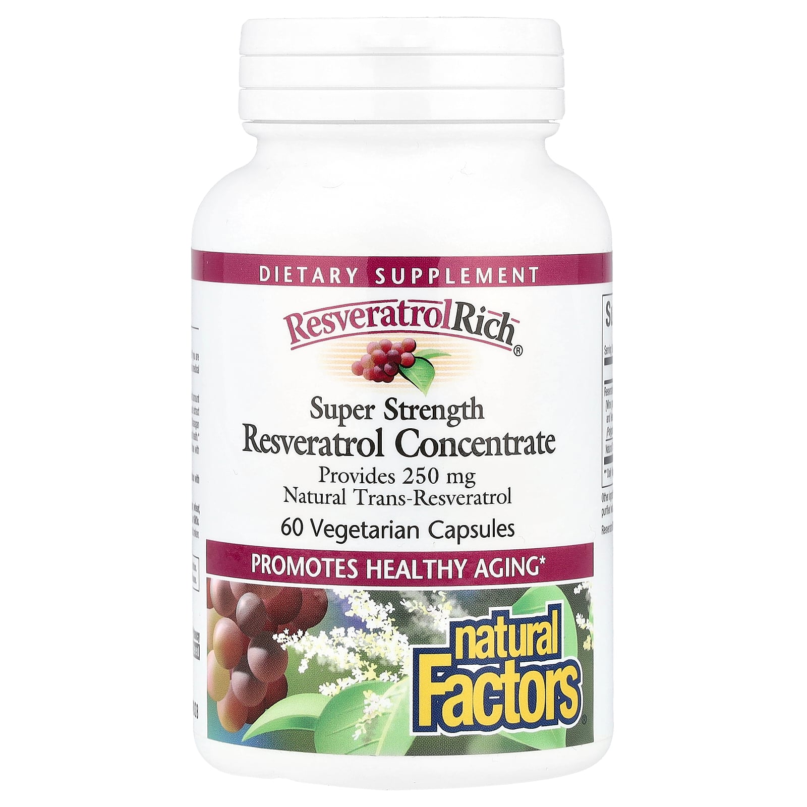 Концентрат ресвератролу, Natural Factors ResveratrolRich Resveratrol Concentrate, 60 вегетаріанських капсул