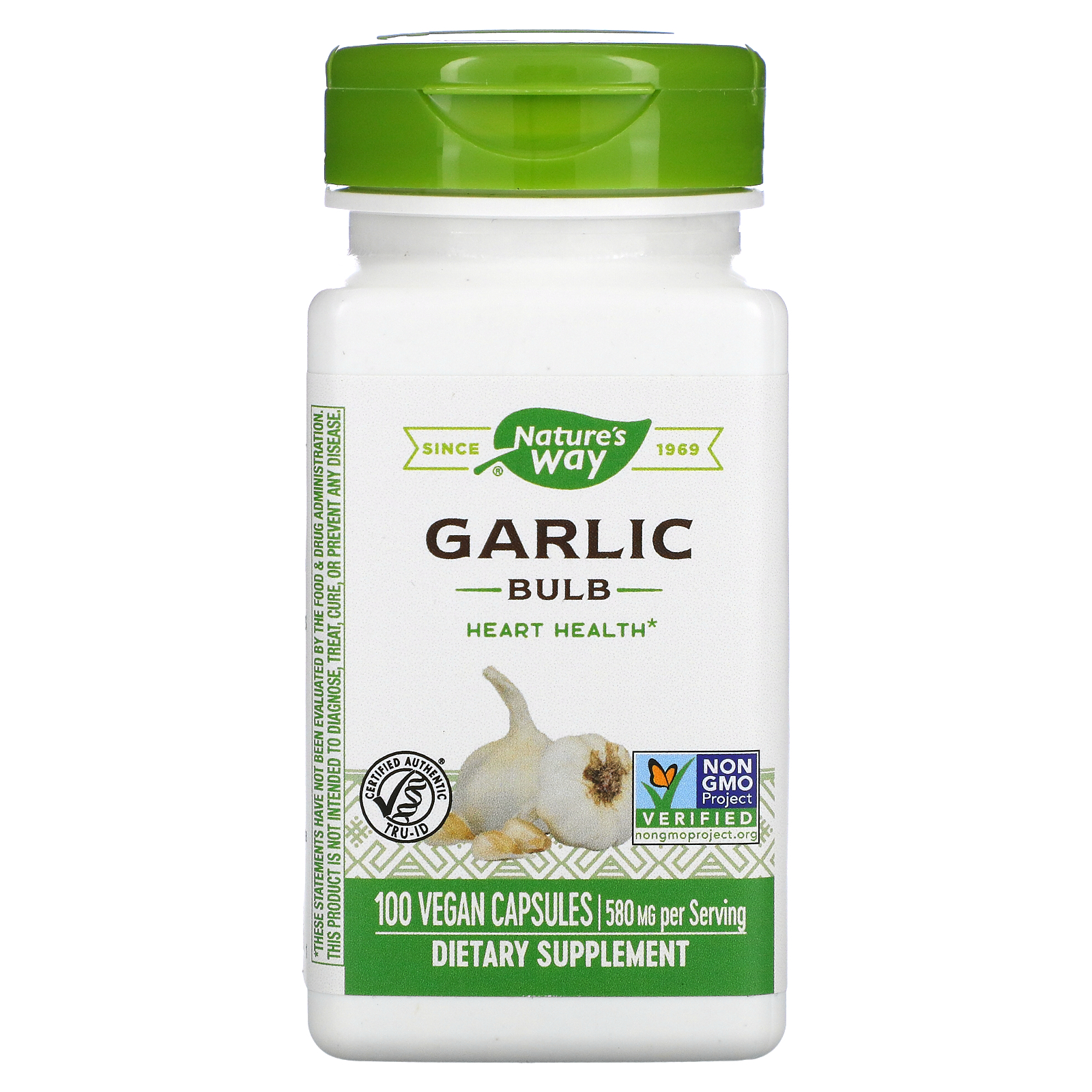 Часник, Nature's Way Garlic Bulb, 580 мг, 100 вегетаріанських капсул