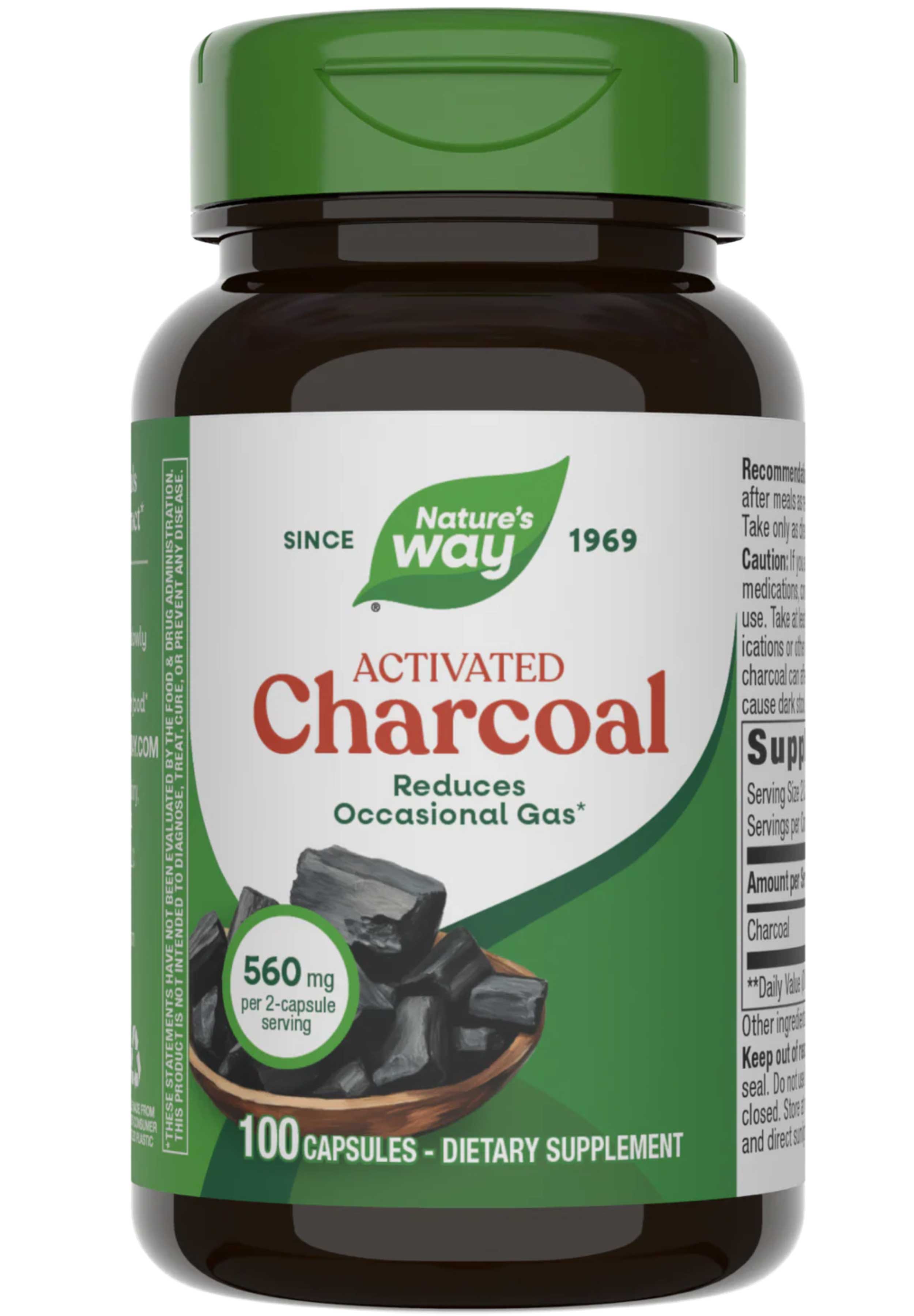 Активоване вугілля, Nature's Way Charcoal Activated, 560 мг, 100 капсул