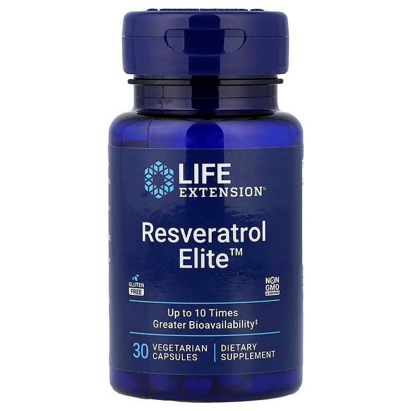 Ресвератрол, Life Extension Resveratrol Elite, 100 мг, 30 вегетаріанських капсул