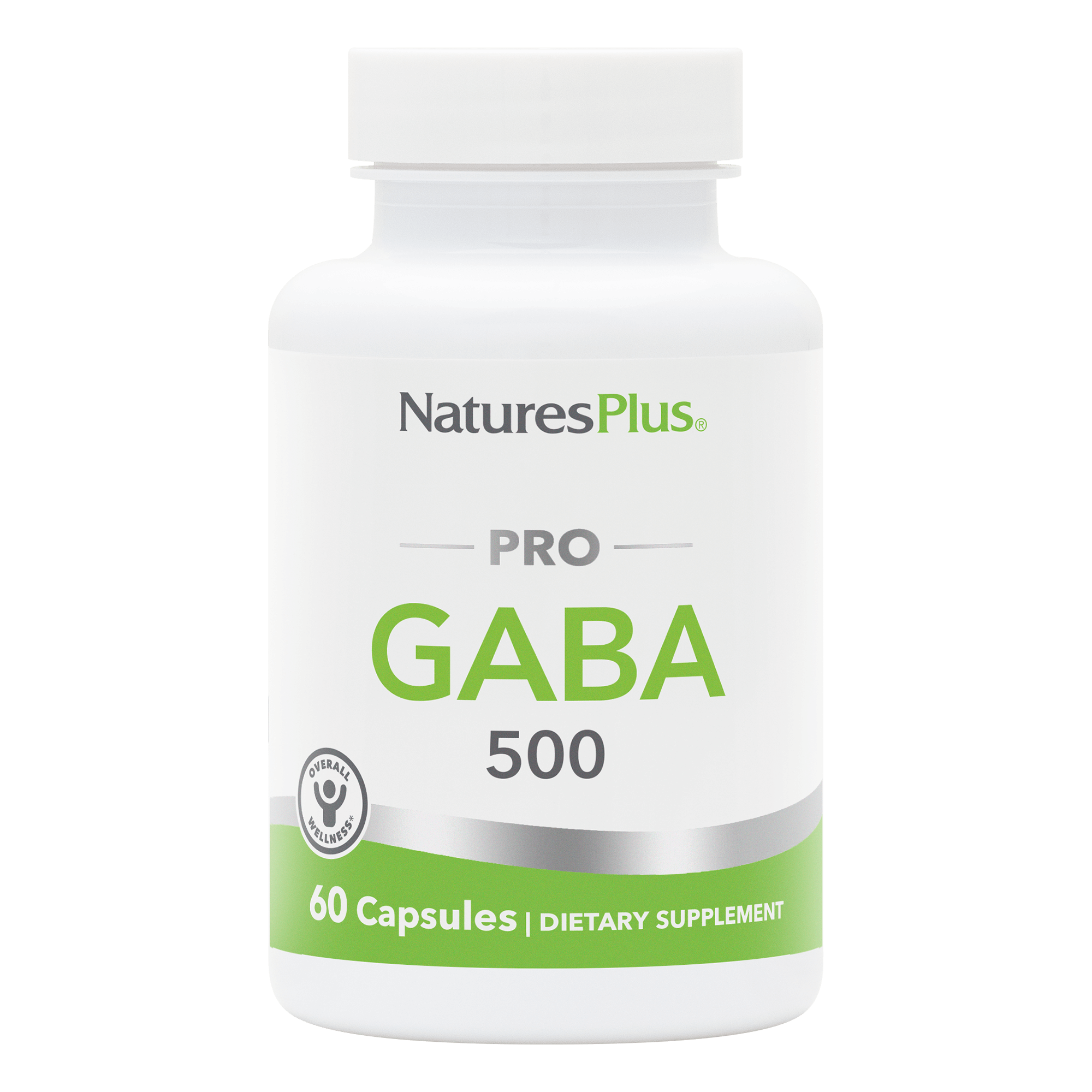 Гама-аміномасляна кислота (GABA), Natures Plus PRO GABA, 500 мг, 60 вегетаріанських капсул