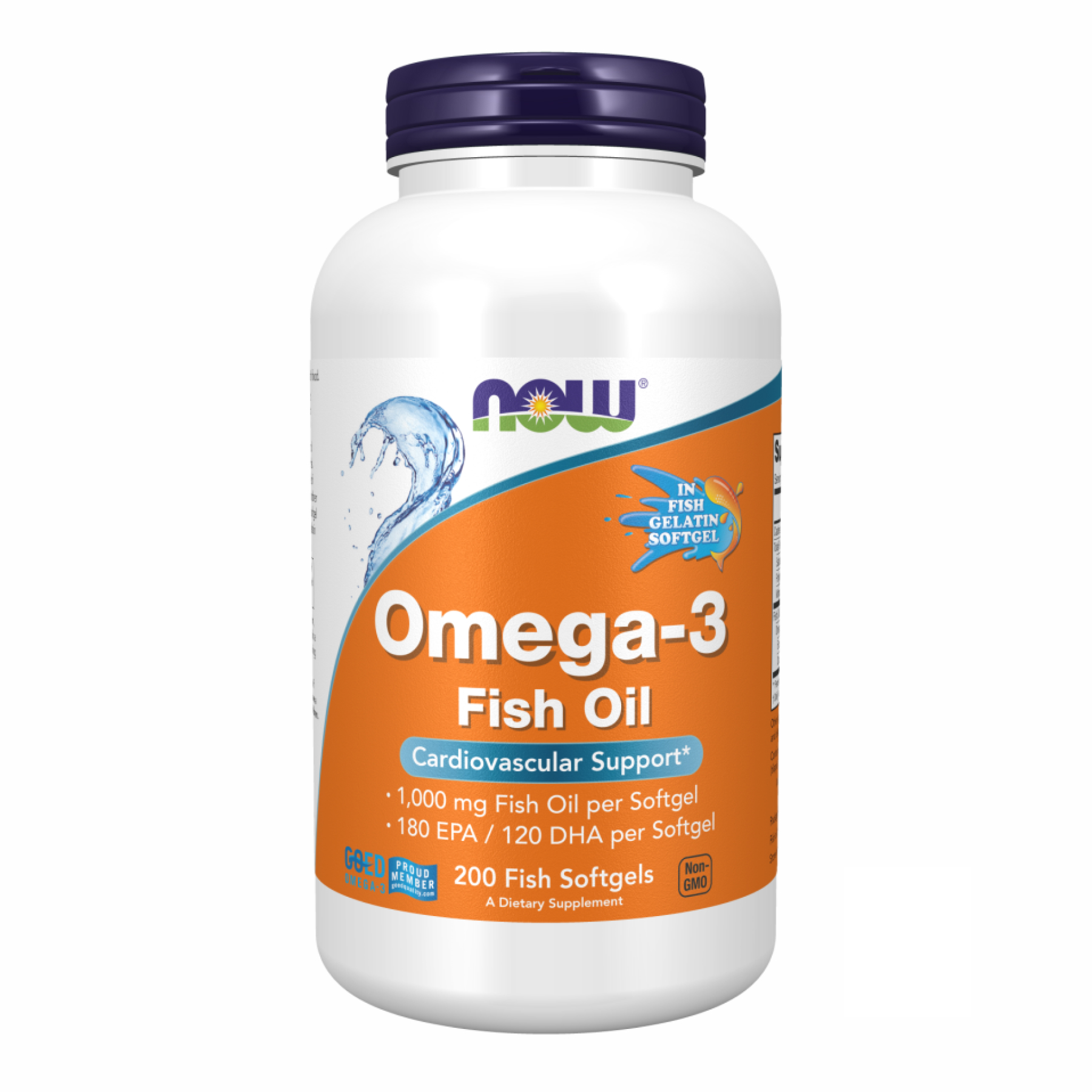 Омега-3 риб'ячий жир, Now Foods Molecularly Distilled Omega-3, 1000 мг, 200 м'яких капсул