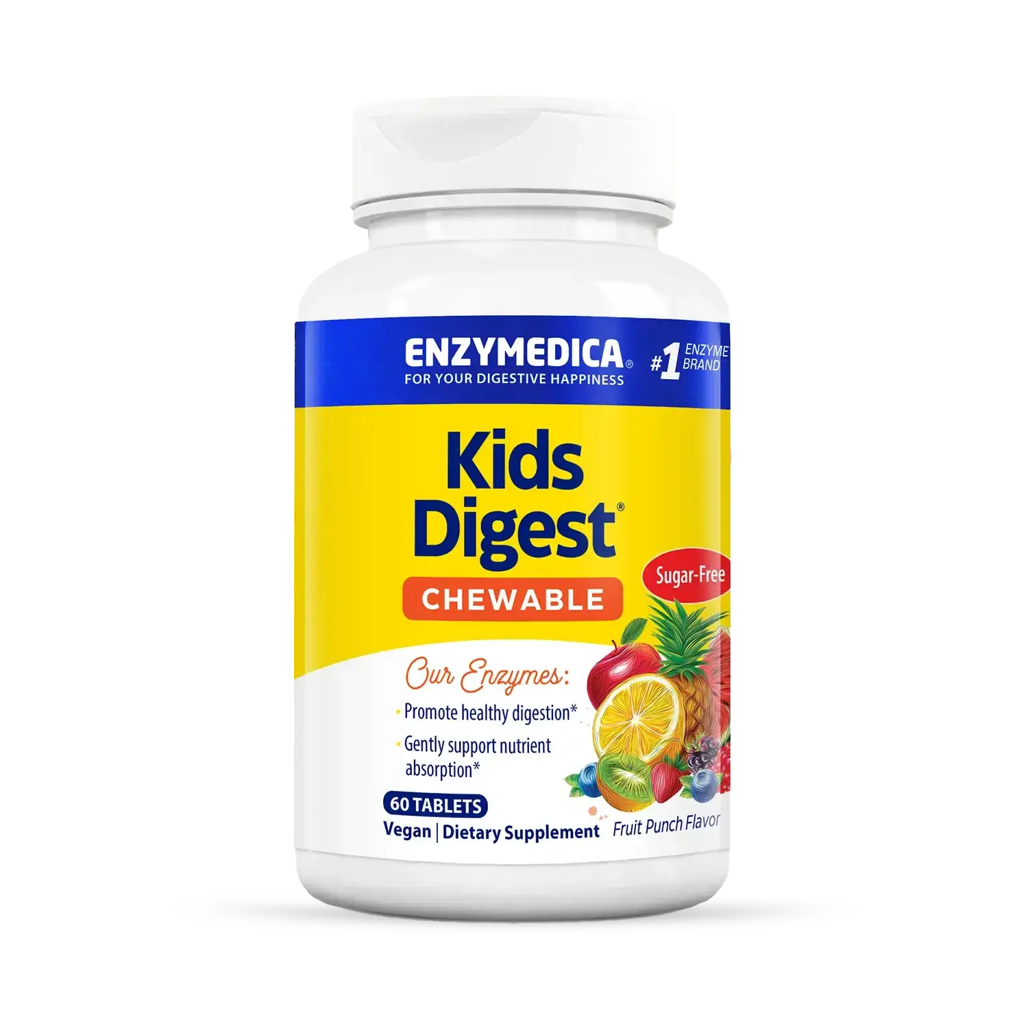 Ферменти для травлення для дітей, Enzymedica Kids Digest Chewable Digestive Enzymes, 60 жувальних таблеток (фруктовий)