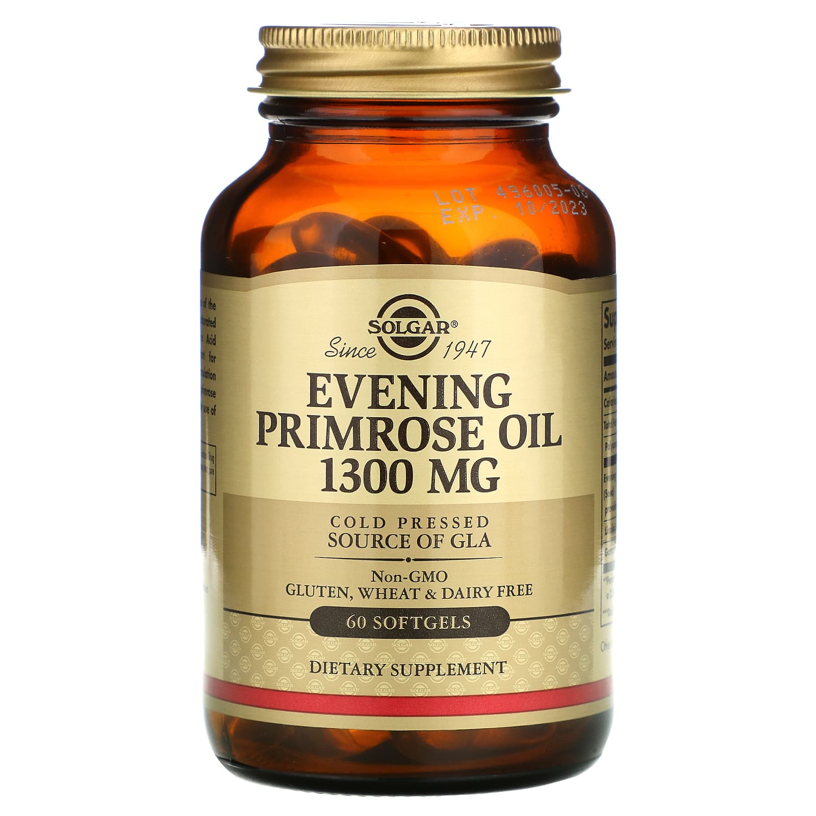 Олія вечірньої примули, Solgar Evening Primrose Oil, 1300 мг, 60 м'яких капсул