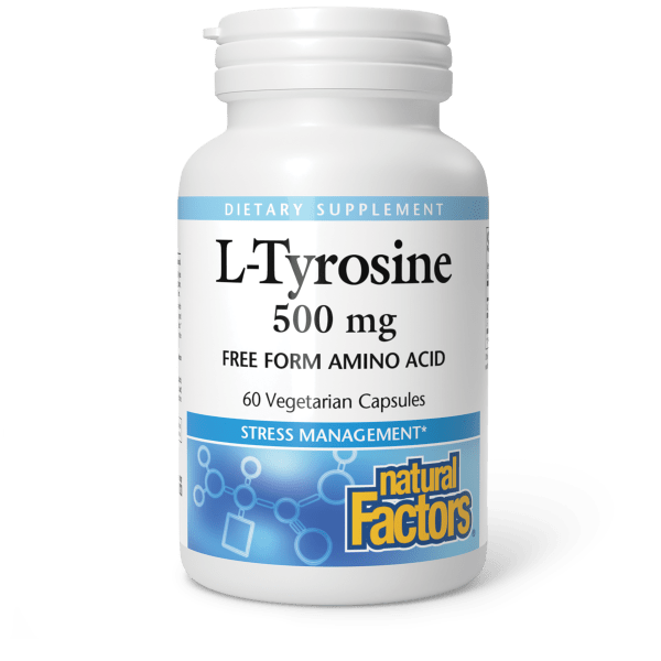L-тирозин, Natural Factors L-Tyrosine, 1000 мг, 60 вегетаріанських капсул