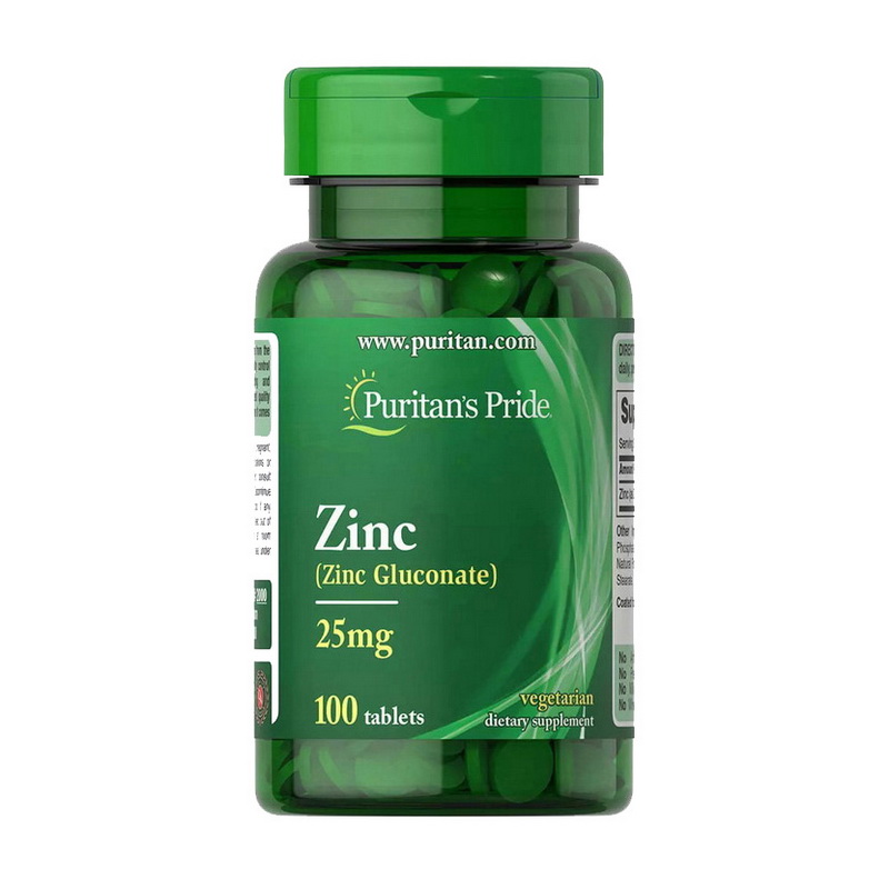 Цинк глюконат, Puritan's Pride Zinc Gluconate, 25 мг, 100 таблеток