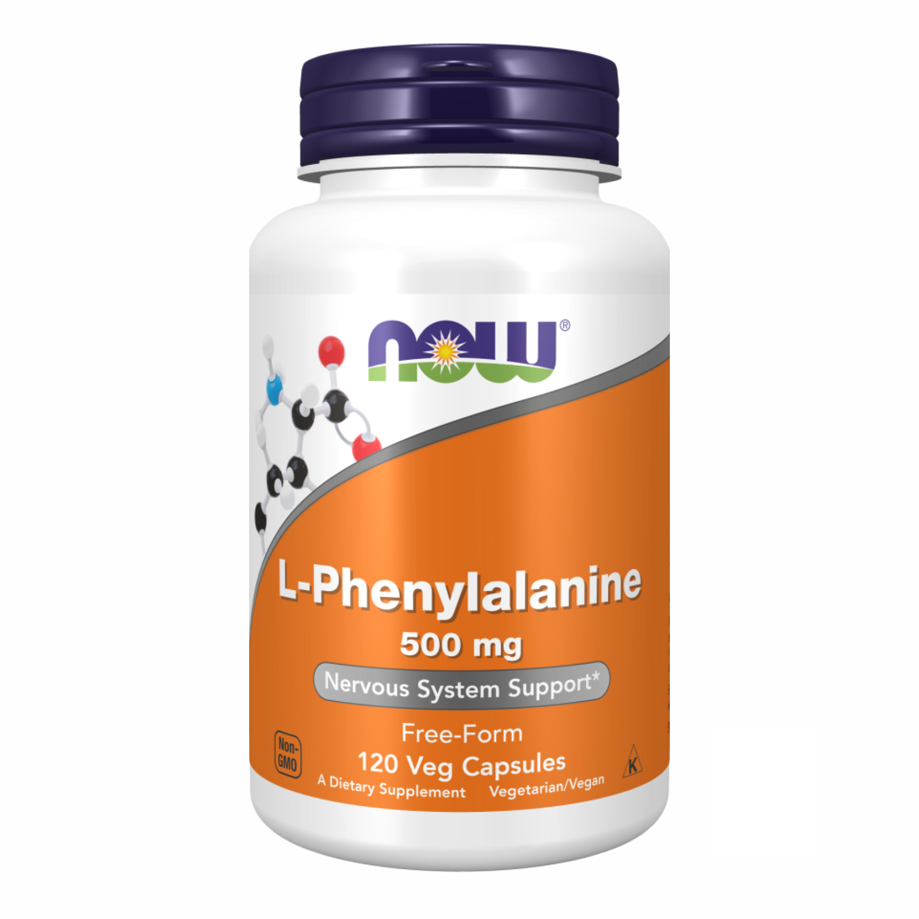 L-фенілаланін, Now Foods L-Phenylalanine, 500 мг, 120 вегетаріанських капсул