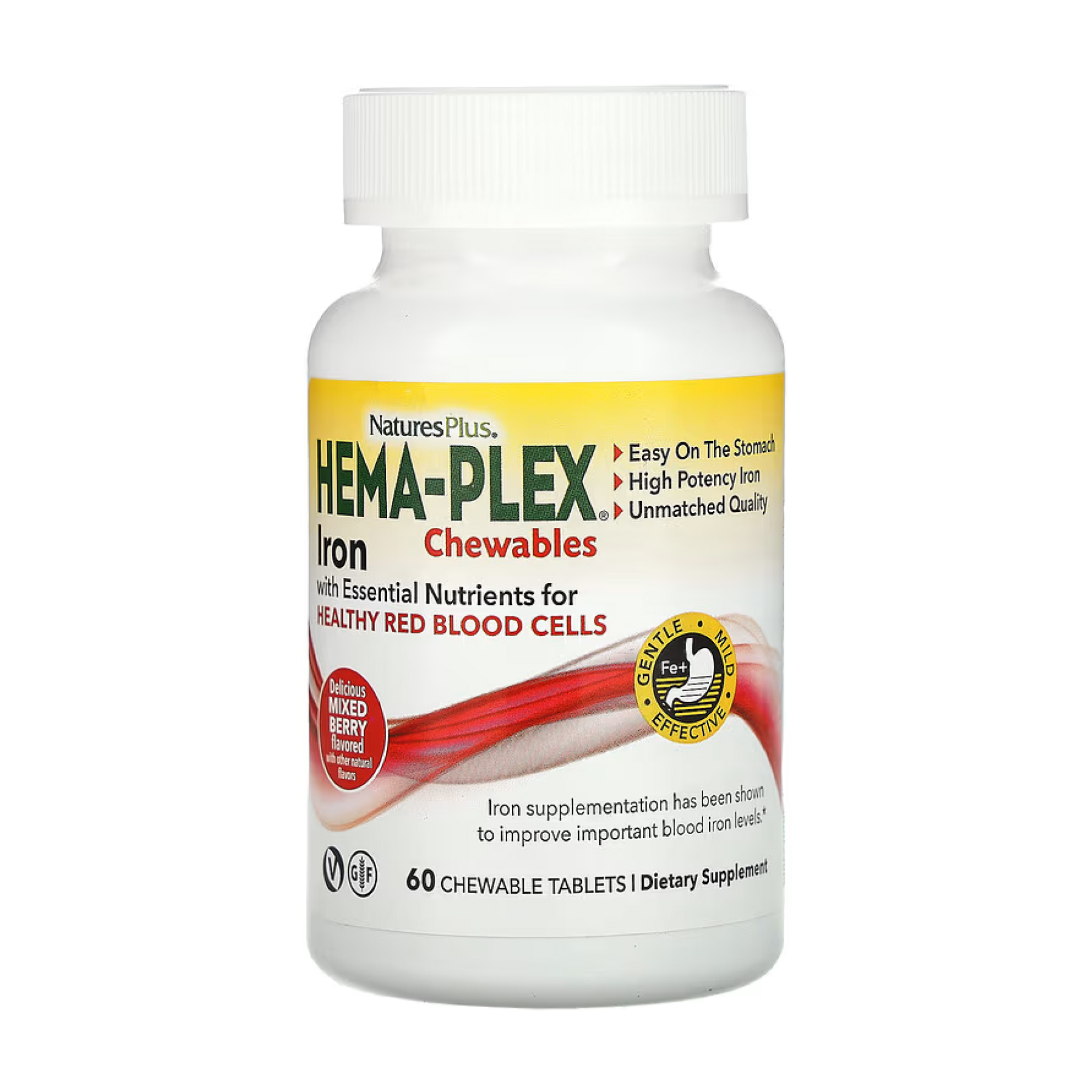 Вітамінно-мінеральний комплекс для здоров'я крові, Natures Plus Hema-Plex, 60 жувальних таблеток (Ягідний мікс)