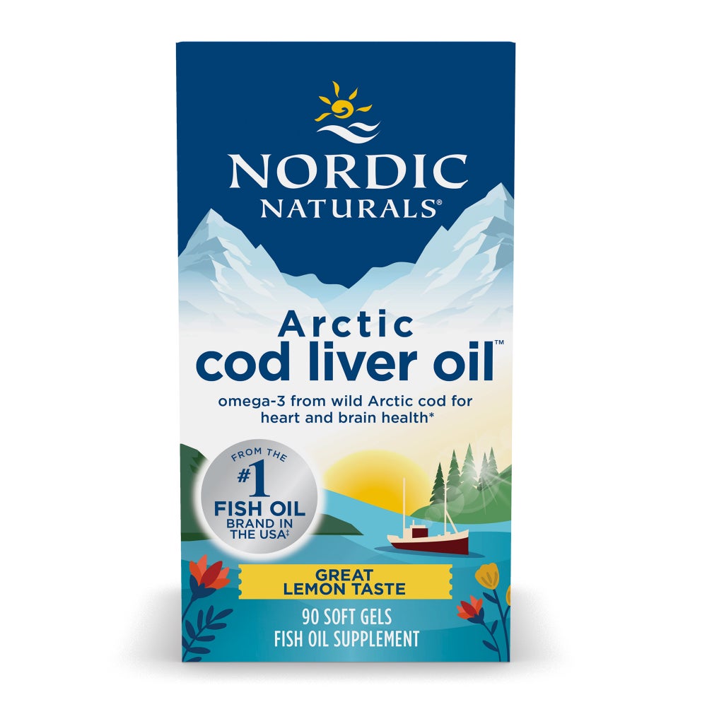 Риб'ячий жир з печінки тріски, Nordic Naturals Arctic Cod Liver Oil, 1000 мг, 90 м'яких капсул (Лимон)