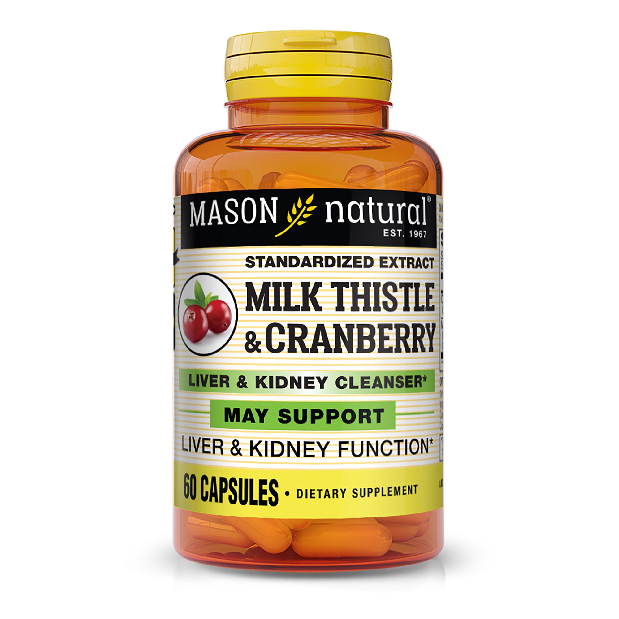 Очищаючий комплекс для печінки і нирок, Mason Natural Milk Thistle & Cranberry, 60 капсул