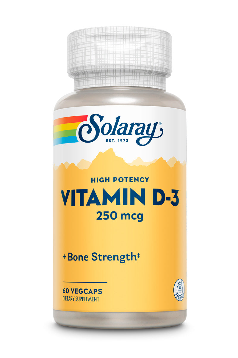 Вітамін D3, Solaray Super Strength Vitamin D-3, 10000 МО, 60 капсул