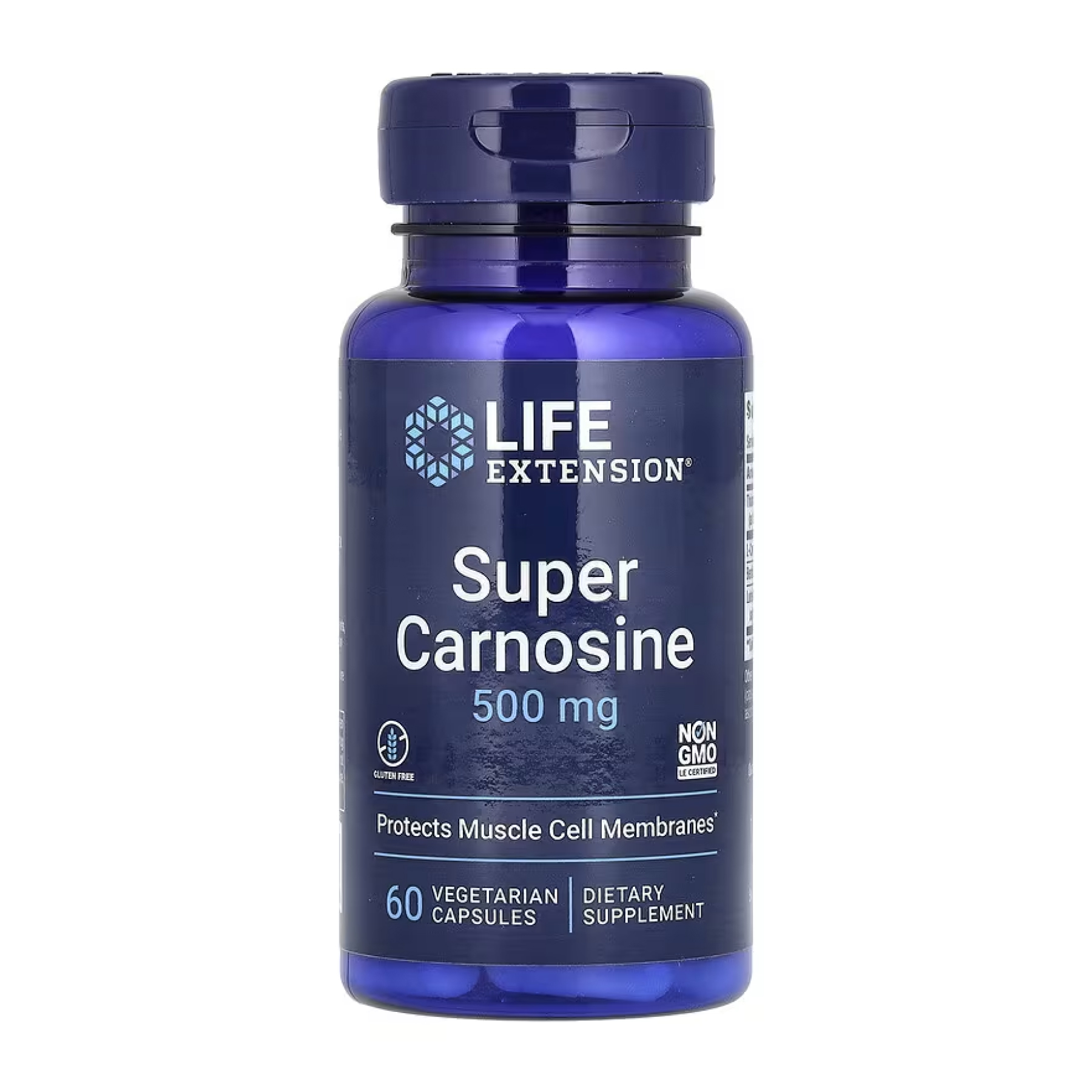 Супер карнозин, Life Extension Super Carnosine, 500 мг, 60 вегетаріанських капсул