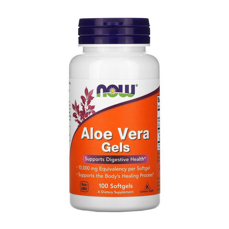 Алое вера, Now Foods Aloe Vera Gels, 10000 мг, 100 м'яких капсул