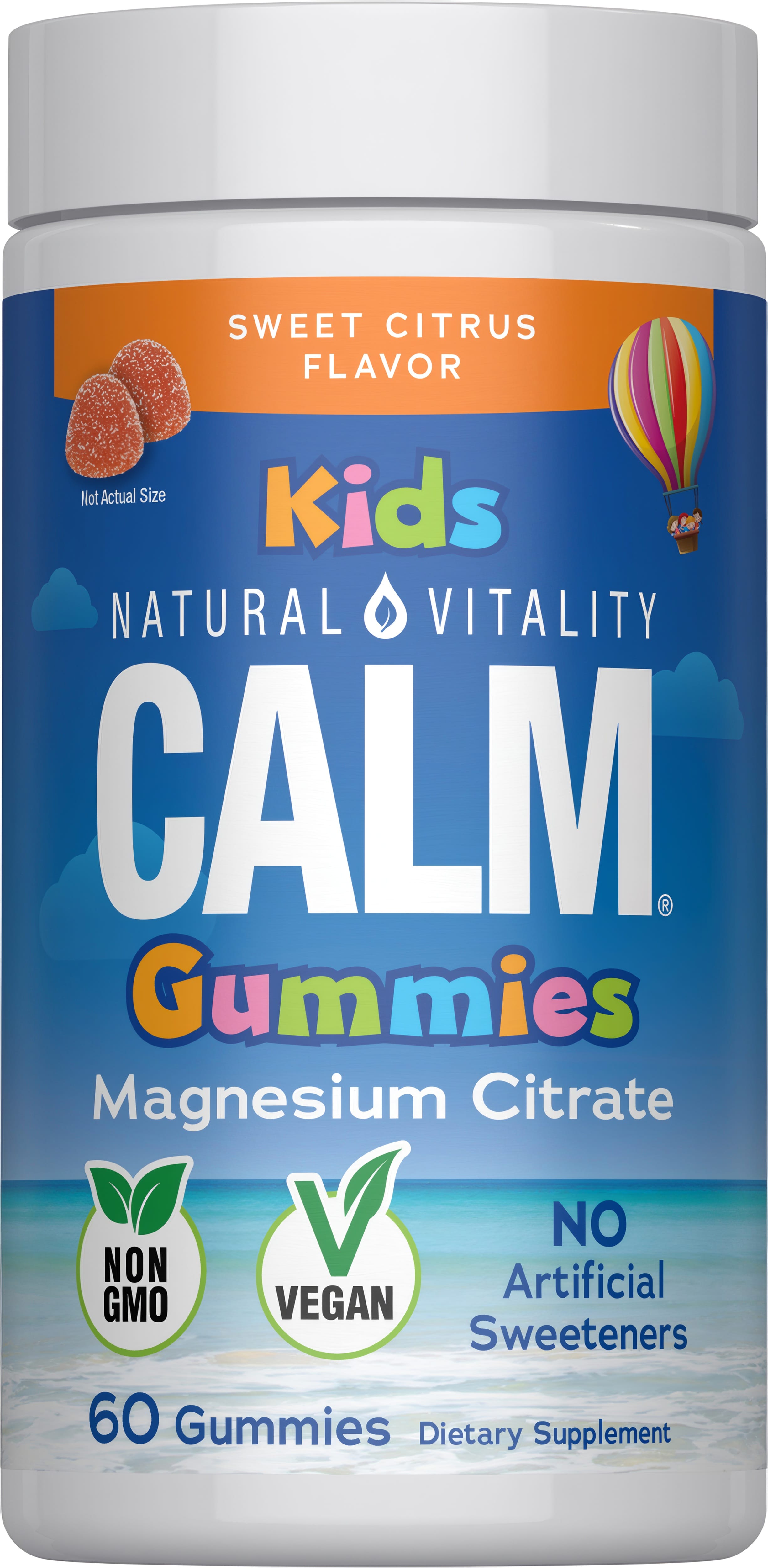 Магній для дітей, смак солодкий цитрус, CALM Kids Gummies, Natural Vitality, 60 жувальних цукерок