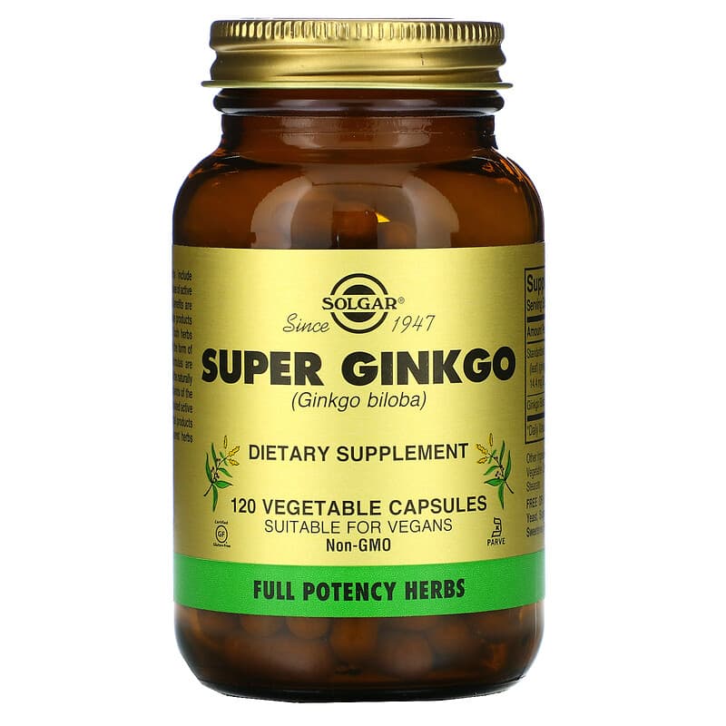 Гінкго білоба, Solgar Super Ginkgo, 120 вегетаріанських капсул