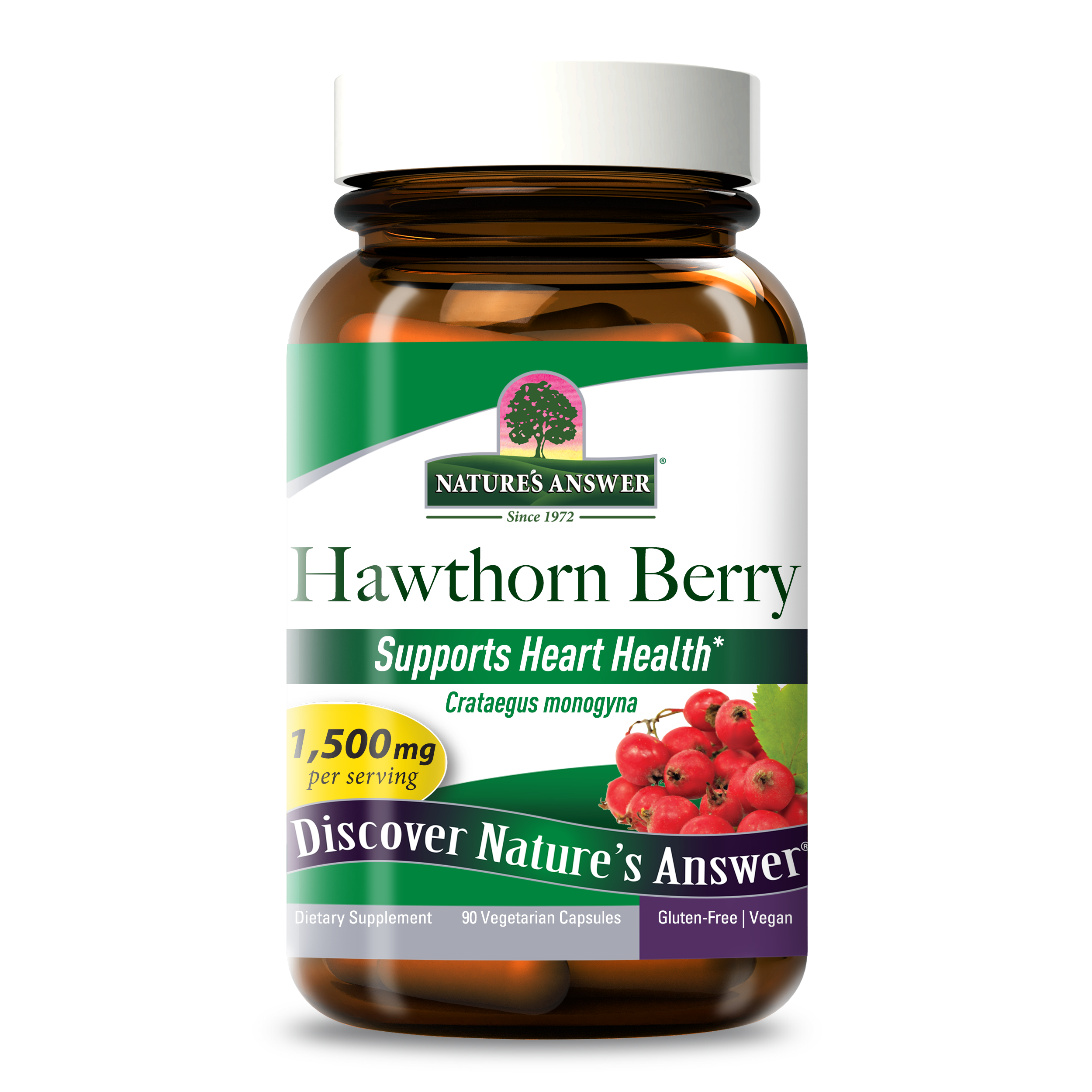 Глід, Nature's Answer Hawthorn Berry, 1500 мг, 90 вегетаріанських капсул