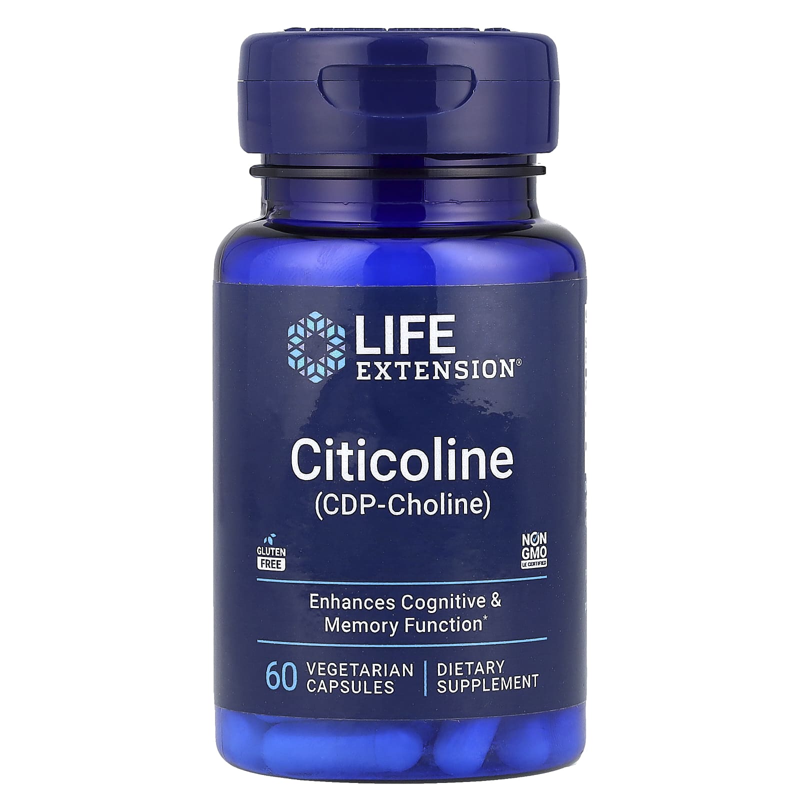 Цитиколін для підтримки когнітивних функцій, Life Extension Citicoline (CDP-Choline), 250 мг, 60 вегетаріанських капсул
