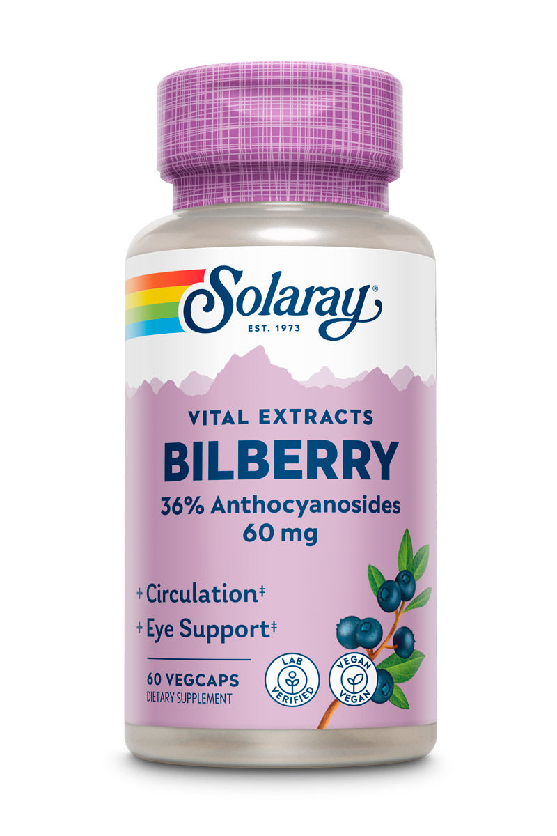 Екстракт чорниці, Solaray Bilberry Berry Extract, 60 мг, 60 вегетаріанських капсул