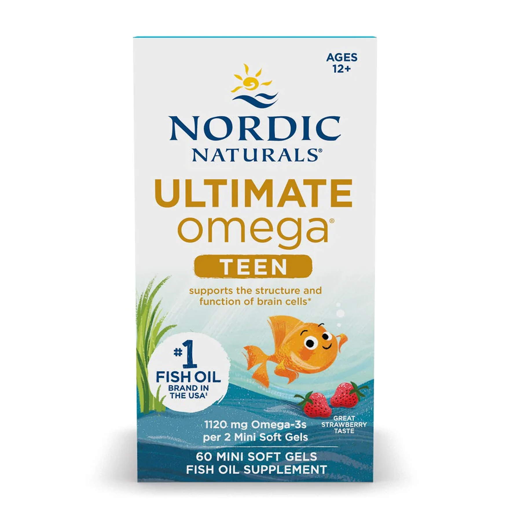 Омега-3 для підлітків, Nordic Naturals Teen Ultimate Omega 2X, 60 м'яких капсул (Полуниця)
