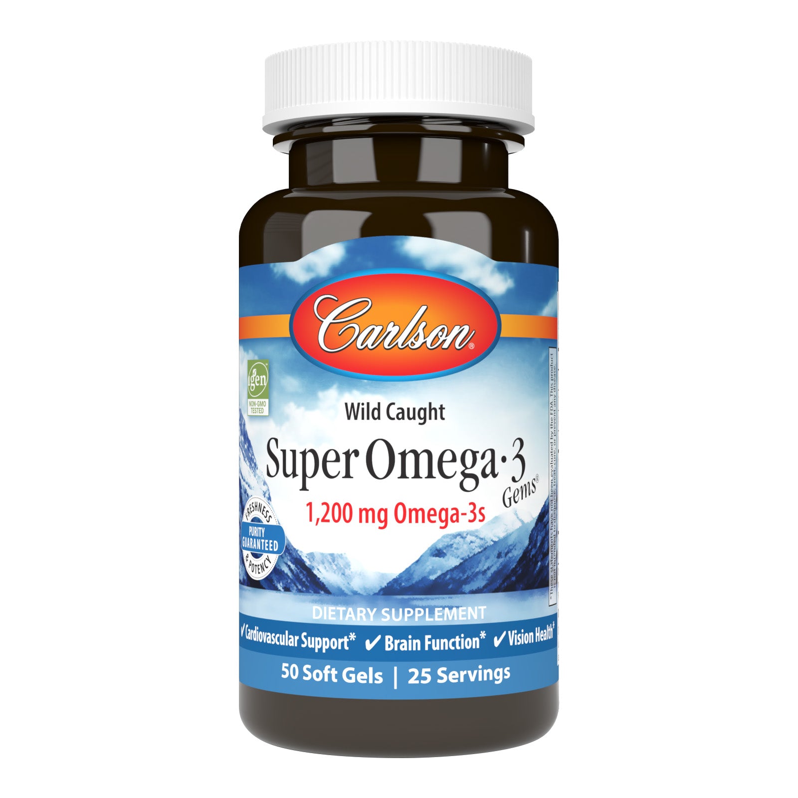 Омега-3, Carlson Labs Wild Caught Super Omega-3 Gems, 1200 мг, 50 м'яких капсул