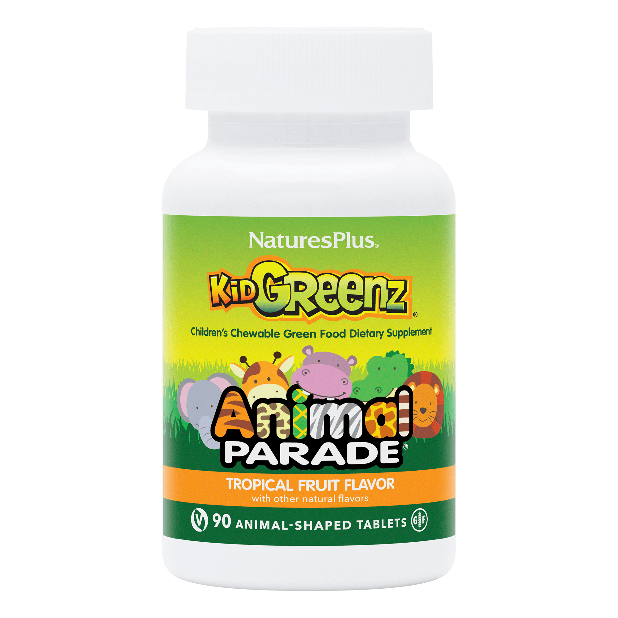 Суперфуд для дітей, Natures Plus Kid Greenz, 90 жувальних таблеток (тропічних фруктів)