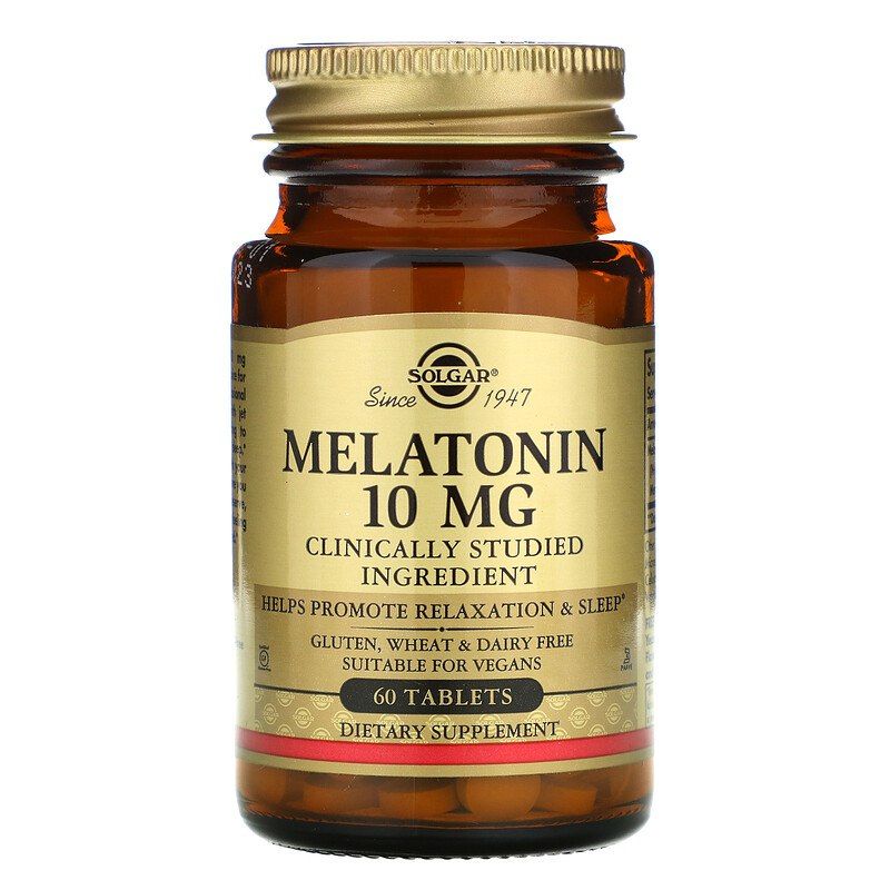 Мелатонін, Solgar Melatonin, 10 мг, 60 таблеток