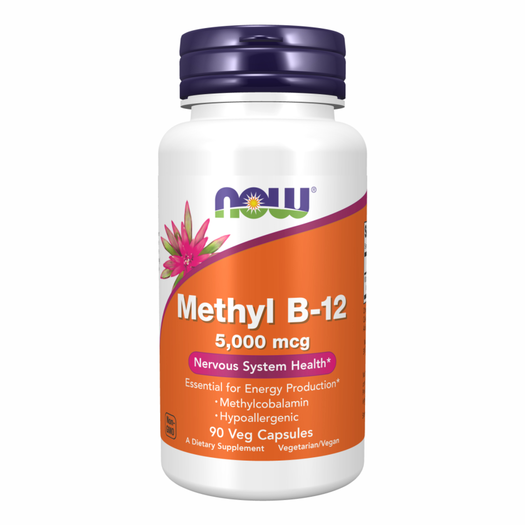 Вітамін B12 метилкобаламін, Now Foods Methyl B-12, 5000 мкг, 90 вегетаріанських капсул