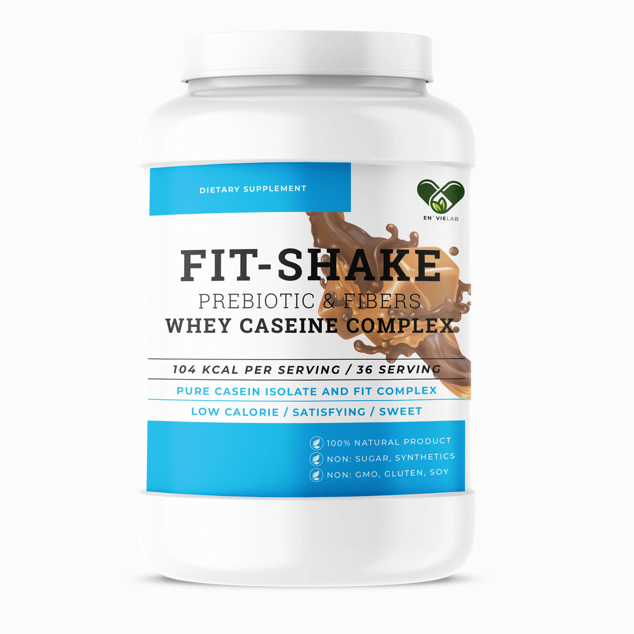 Протеїн казеїновий комплексний із колагеном л карнітин клітковина FitShake 1200 г. полуниця Карамель