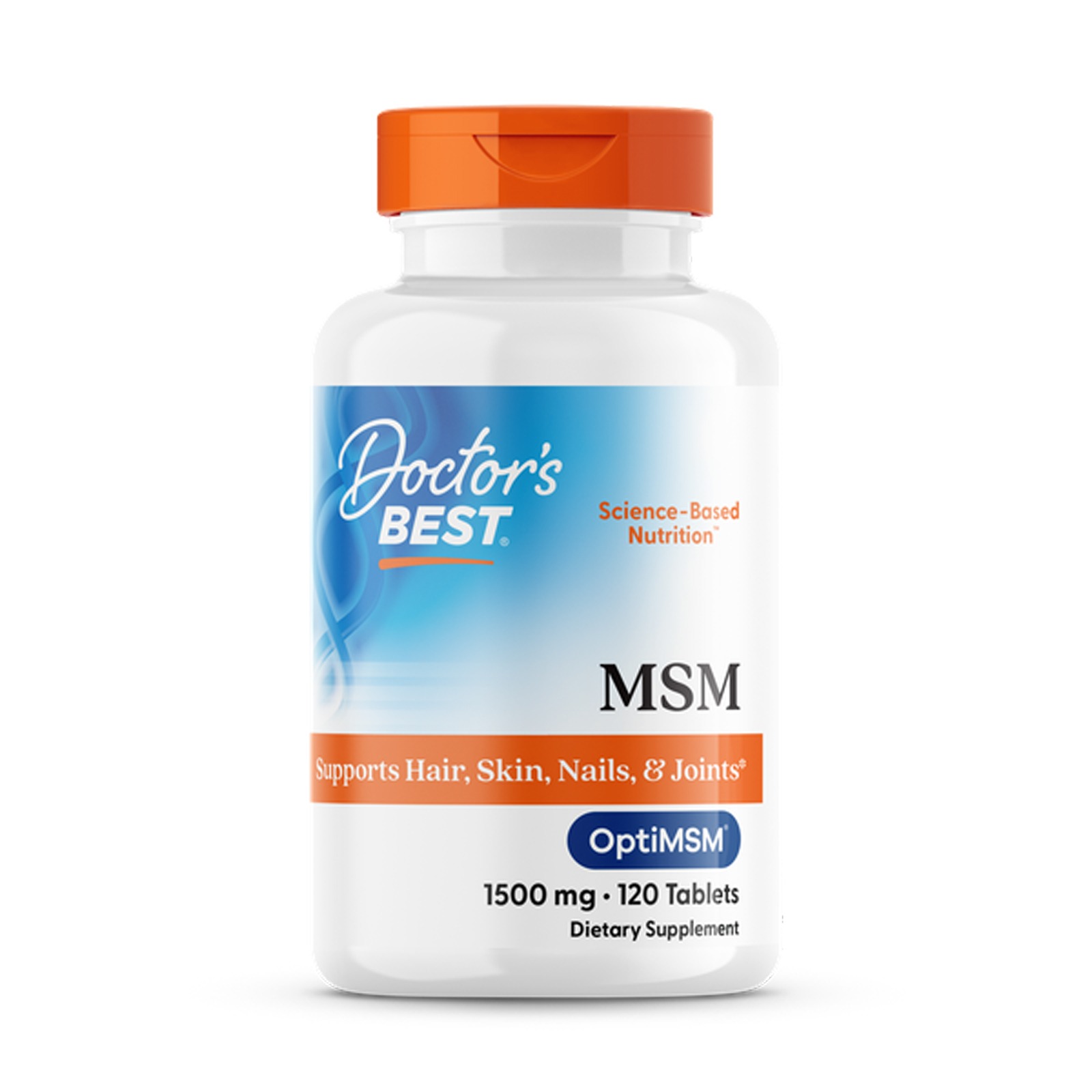 Метилсульфонилметан, МСМ, MSM with OptiMSM®, Doctor's Best, з OptiMSM®, 1500 мг, 120 таблеток