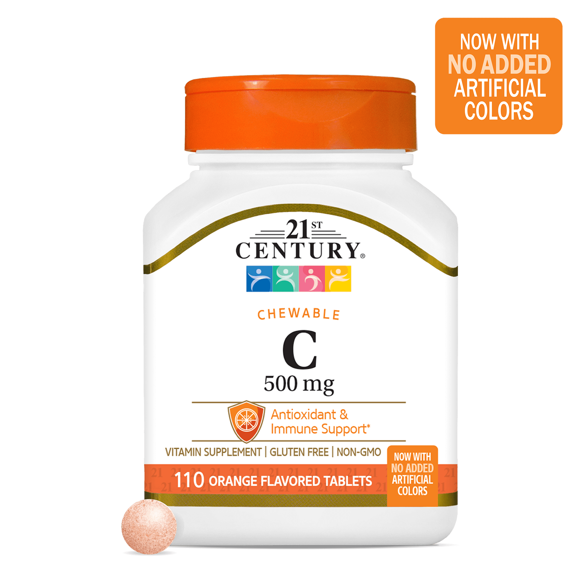 Вітамін С жувальний, 21st Century Chewable Vitamin C, 500 мг, 110 жувальних таблеток (Апельсин)