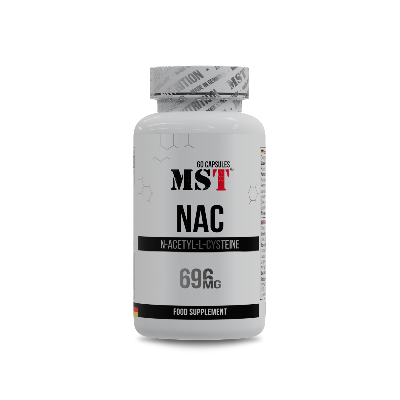 NAC (N-ацетил-L-цистеїн), MST NAC 696 mg, 60 капсул