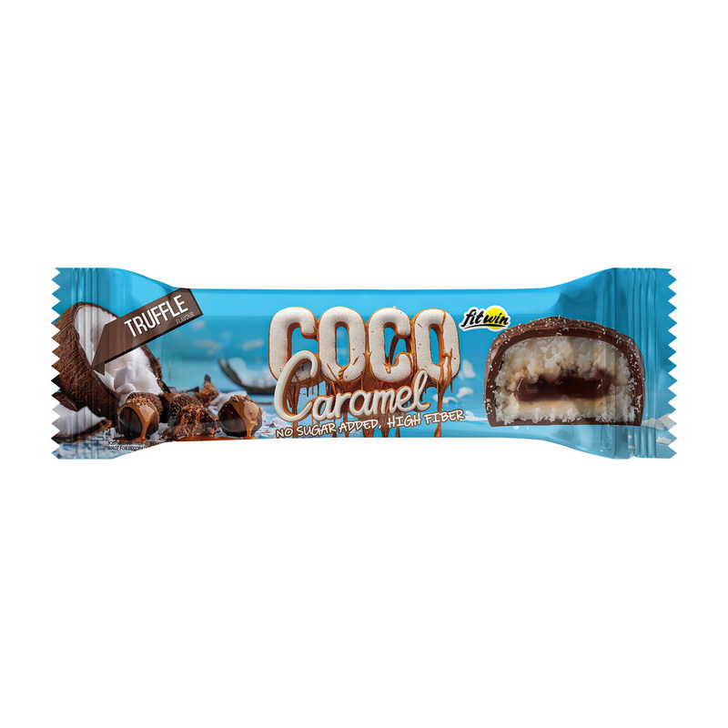Протеїновий батончик без цукру, FitWin Coco Caramel No Sugar Added, 40 г (Трюфель)