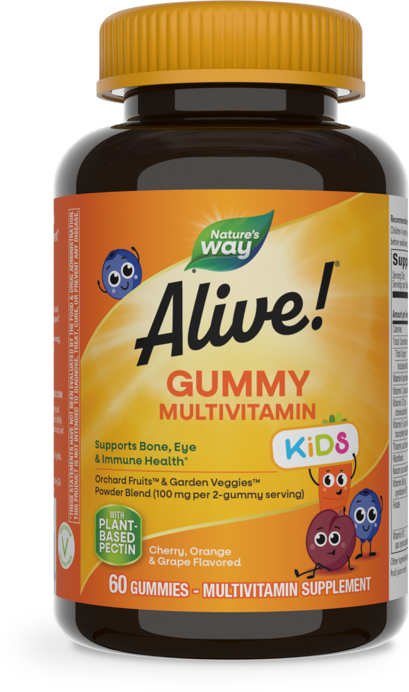 Мультивітаміни для дітей, Nature's Way Alive! Children's Gummy Multivitamin, 60 жувальних цукерок (Вишня, Апельсин, Виноград)