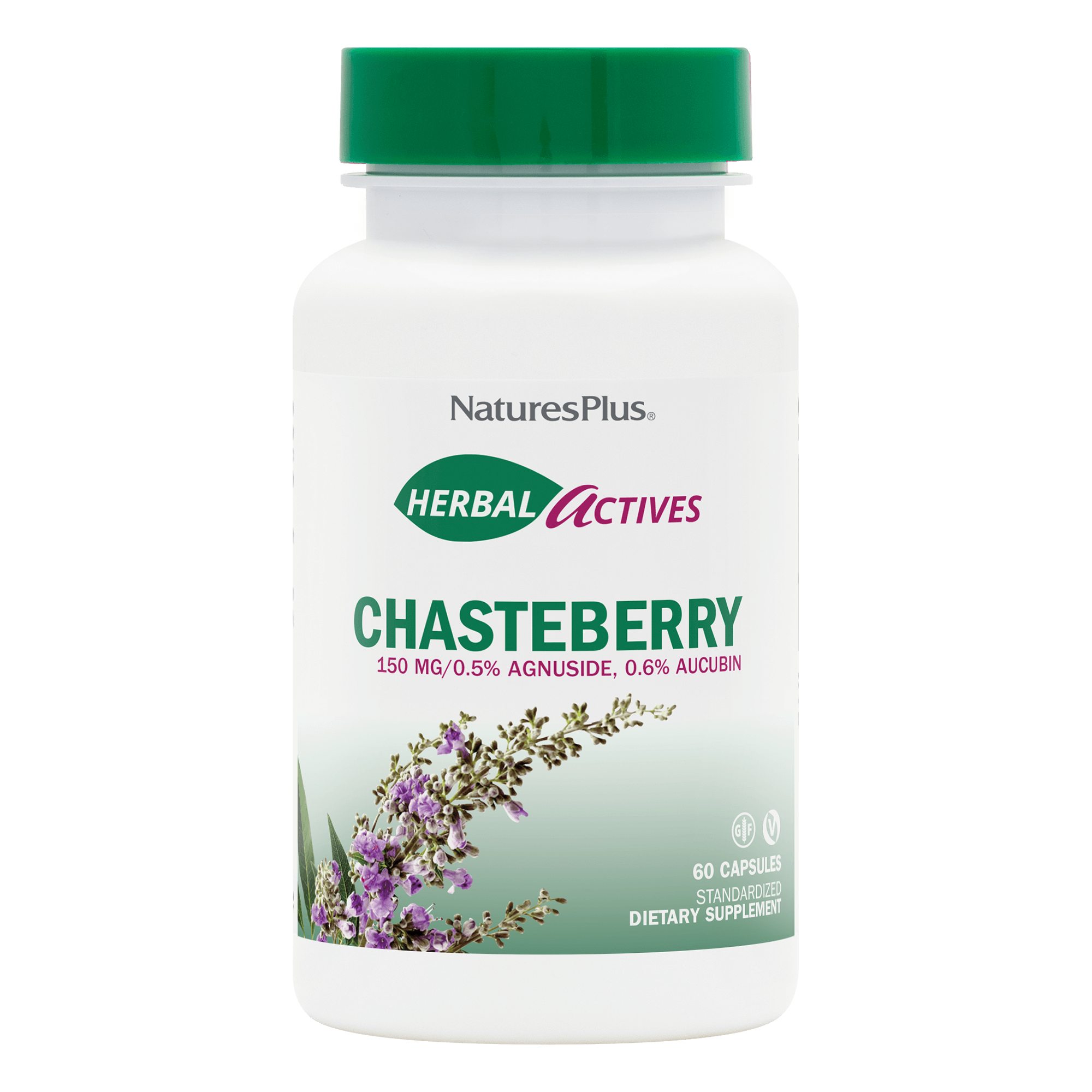 Екстракт плодів авраамового дерева, Natures Plus Herbal Actives Chasteberry, 150 мг, 60 вегетаріанських капсул