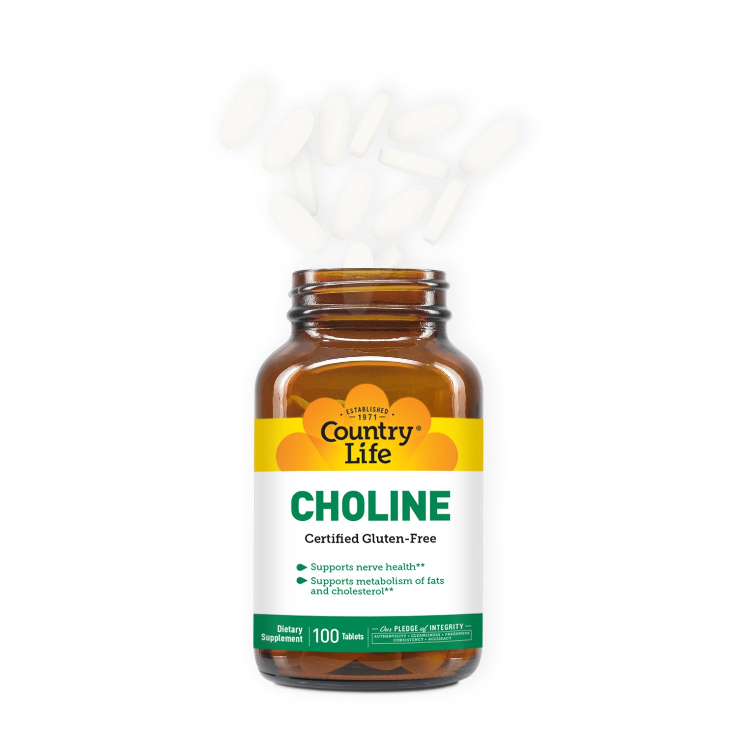 Холін, Choline, Country Life, 266 мг, 100 таблеток