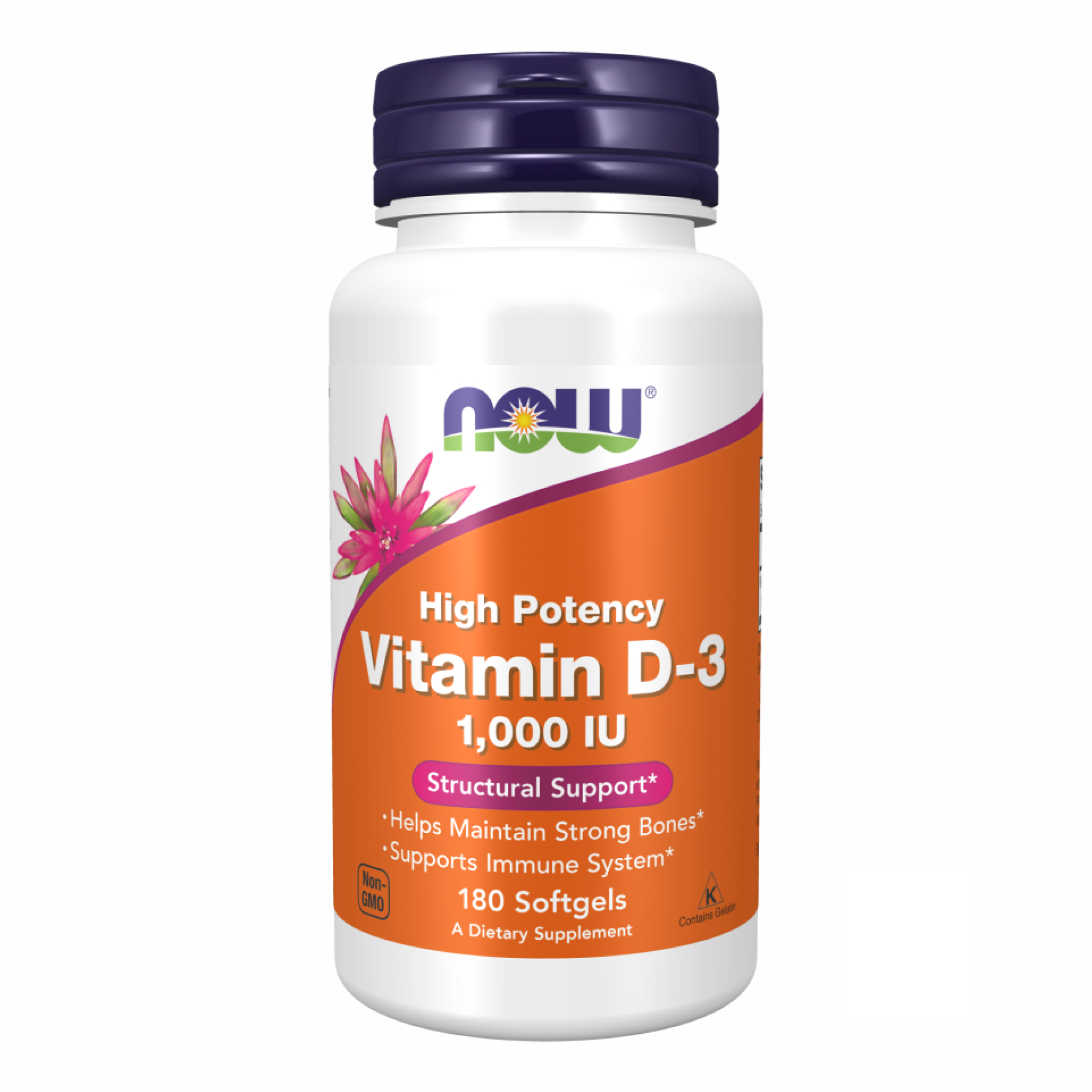 Вітамін D3, Now Foods Vitamin D-3, 1000 МО, 180 м'яких капсул