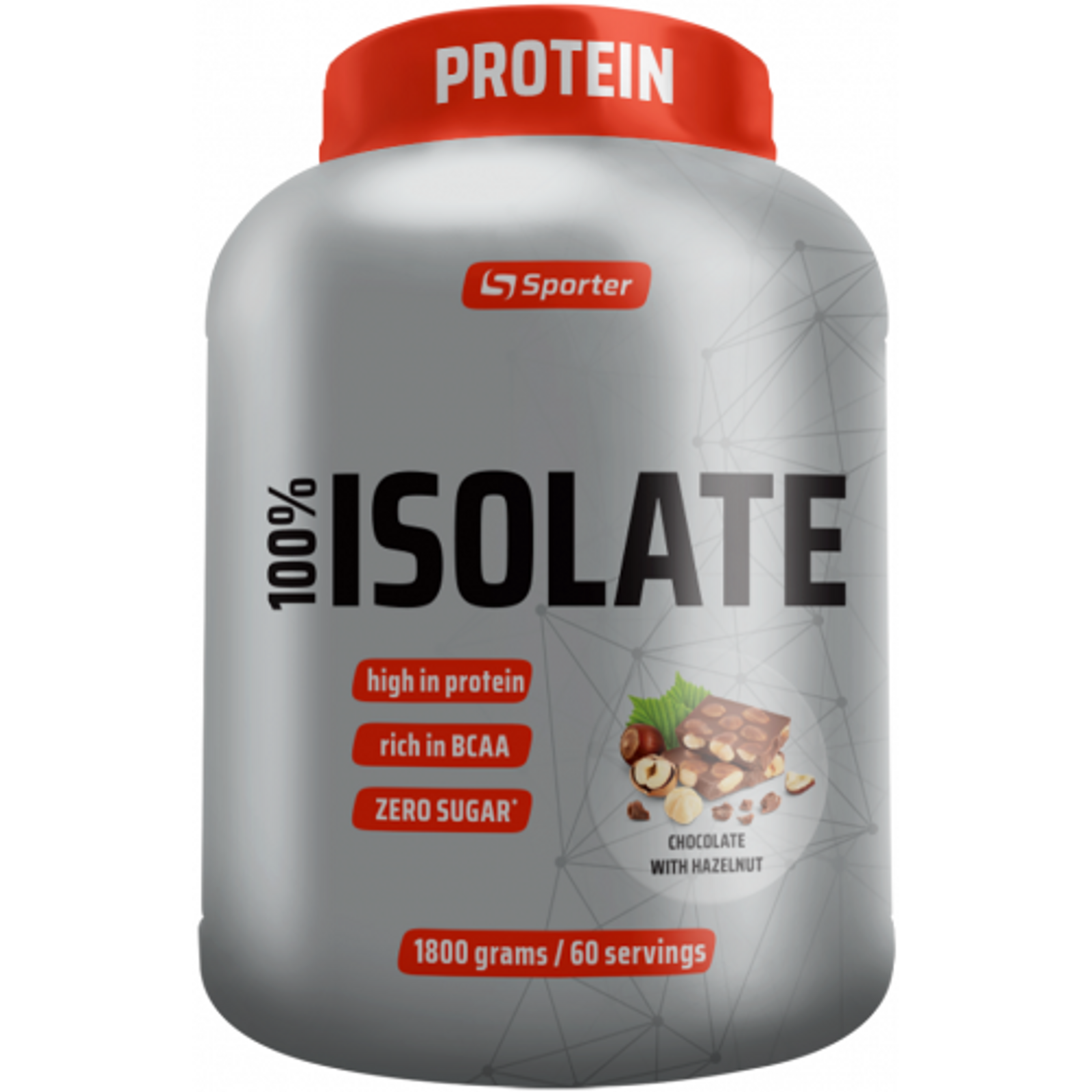 Sporter 100% Isolate (1,8 kg, chocolate with hazelnut)