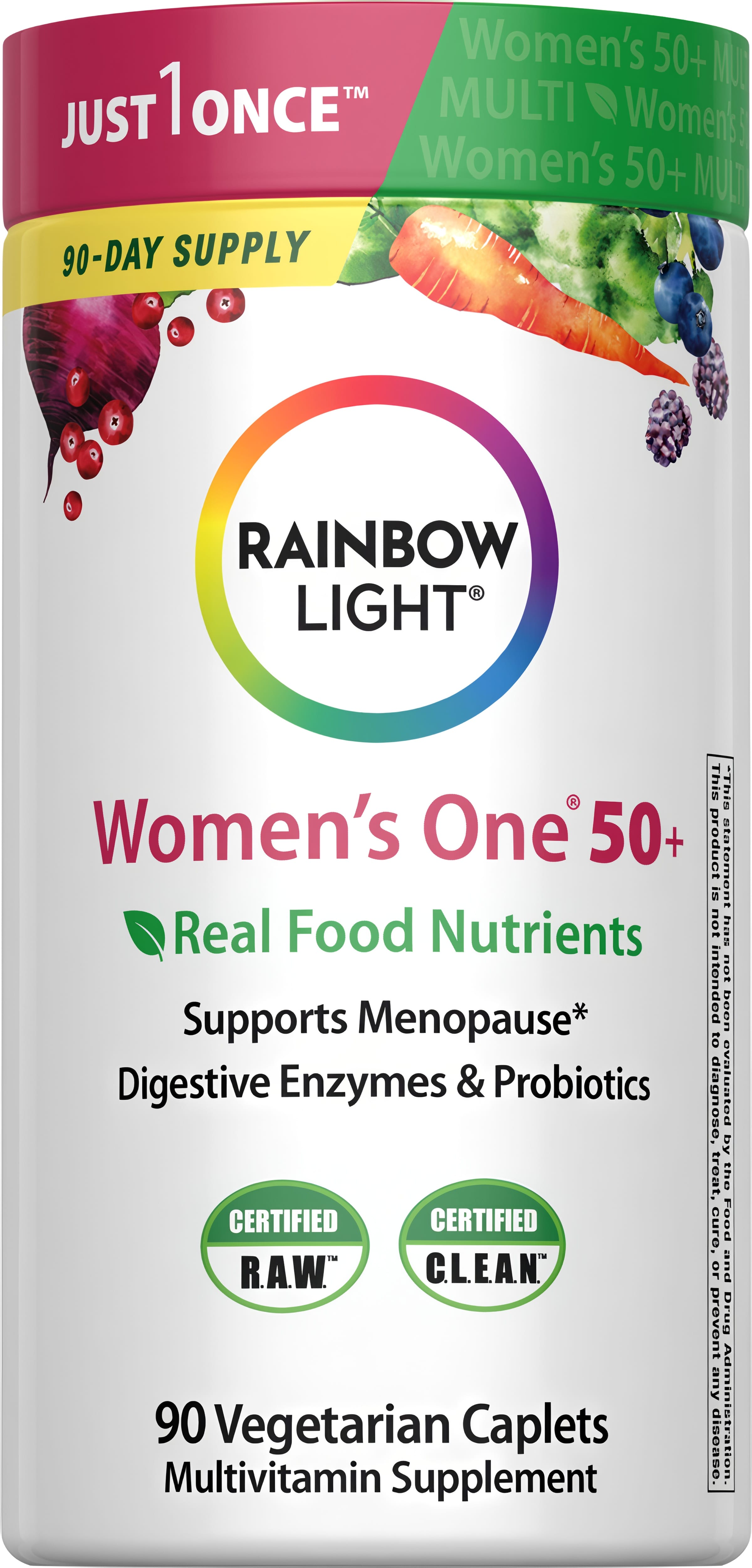 Мультивітаміни для жінок 50+, Women's One 50+, Rainbow Light, щоденні, 90 вегетаріанських таблеток