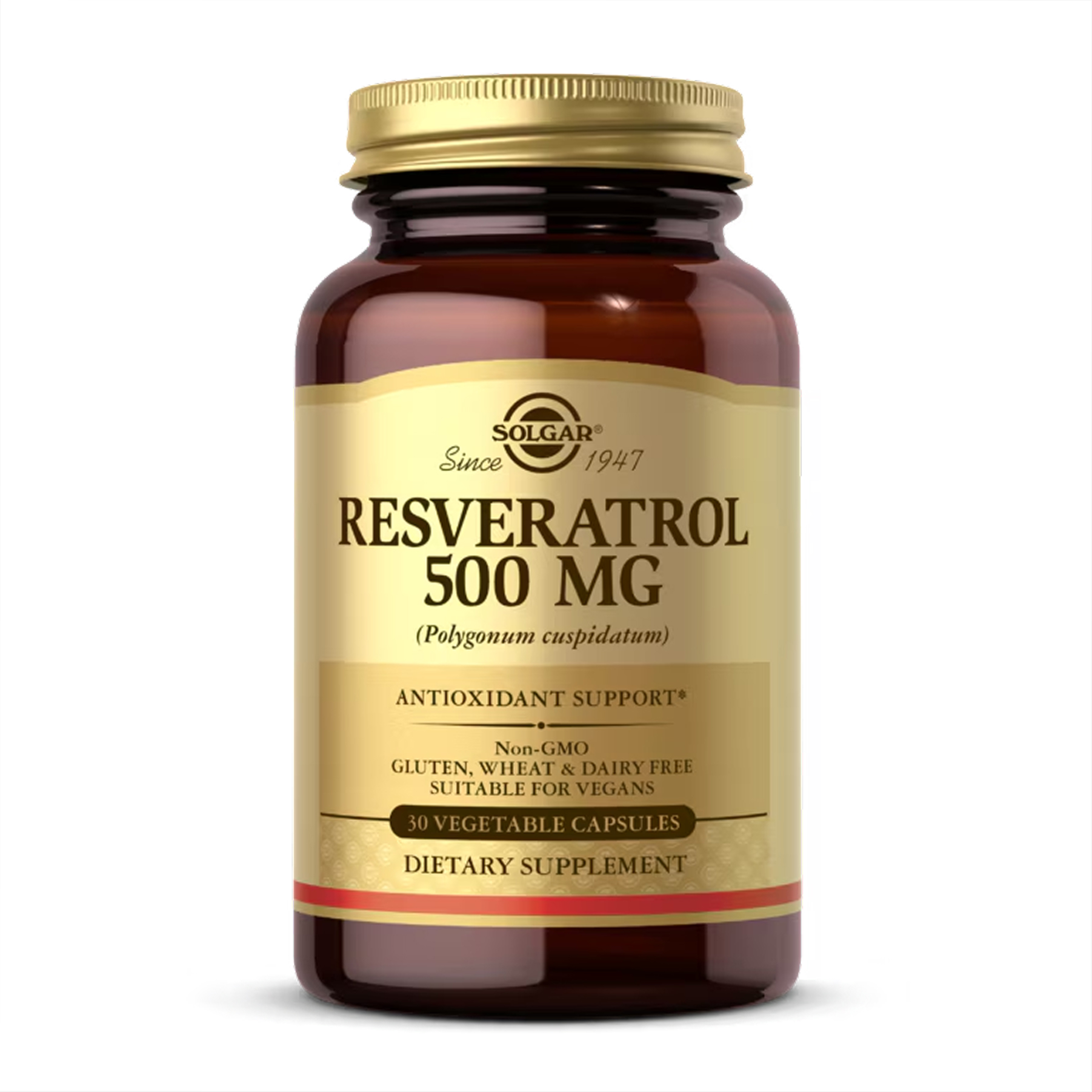Ресвератрол, Solgar Resveratrol, 500 мг, 30 м'яких капсул