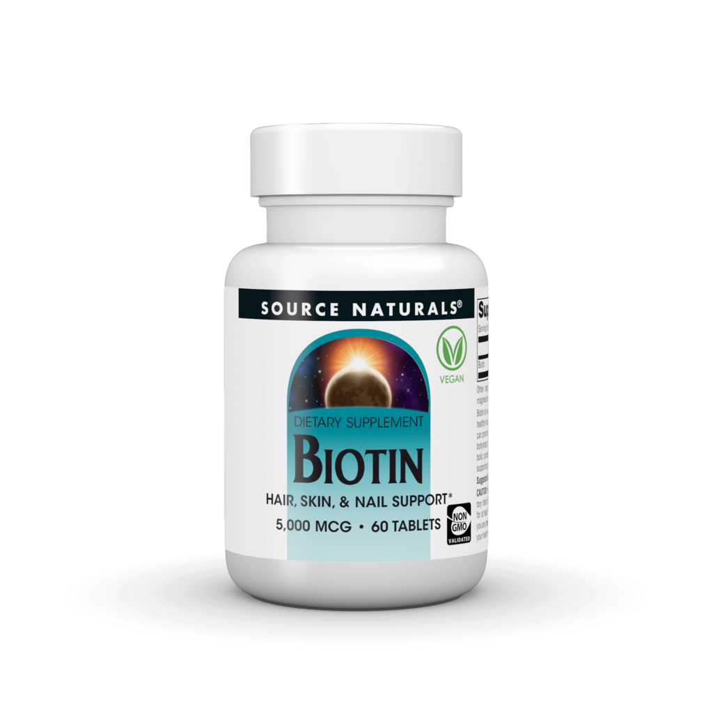Біотин для здоров'я волосся та шкіри, Source Naturals Biotin, 5000 мкг, 60 таблеток