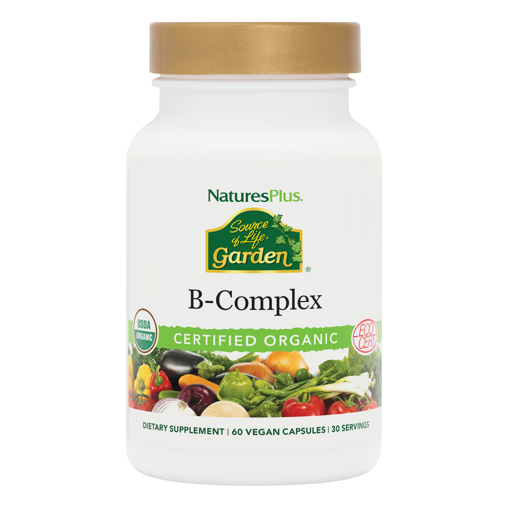 Комплекс вітамінів групи B, Natures Plus Source of Life Garden B-Complex, 60 вегетаріанських капсул