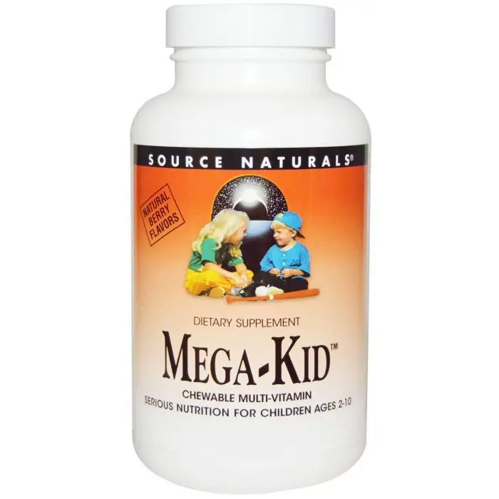 Мультивітаміни та мінерали для дітей, Source Naturals Mega-Kid Chewable Multi-Vitamin, 120 жувальних таблеток (ягід)