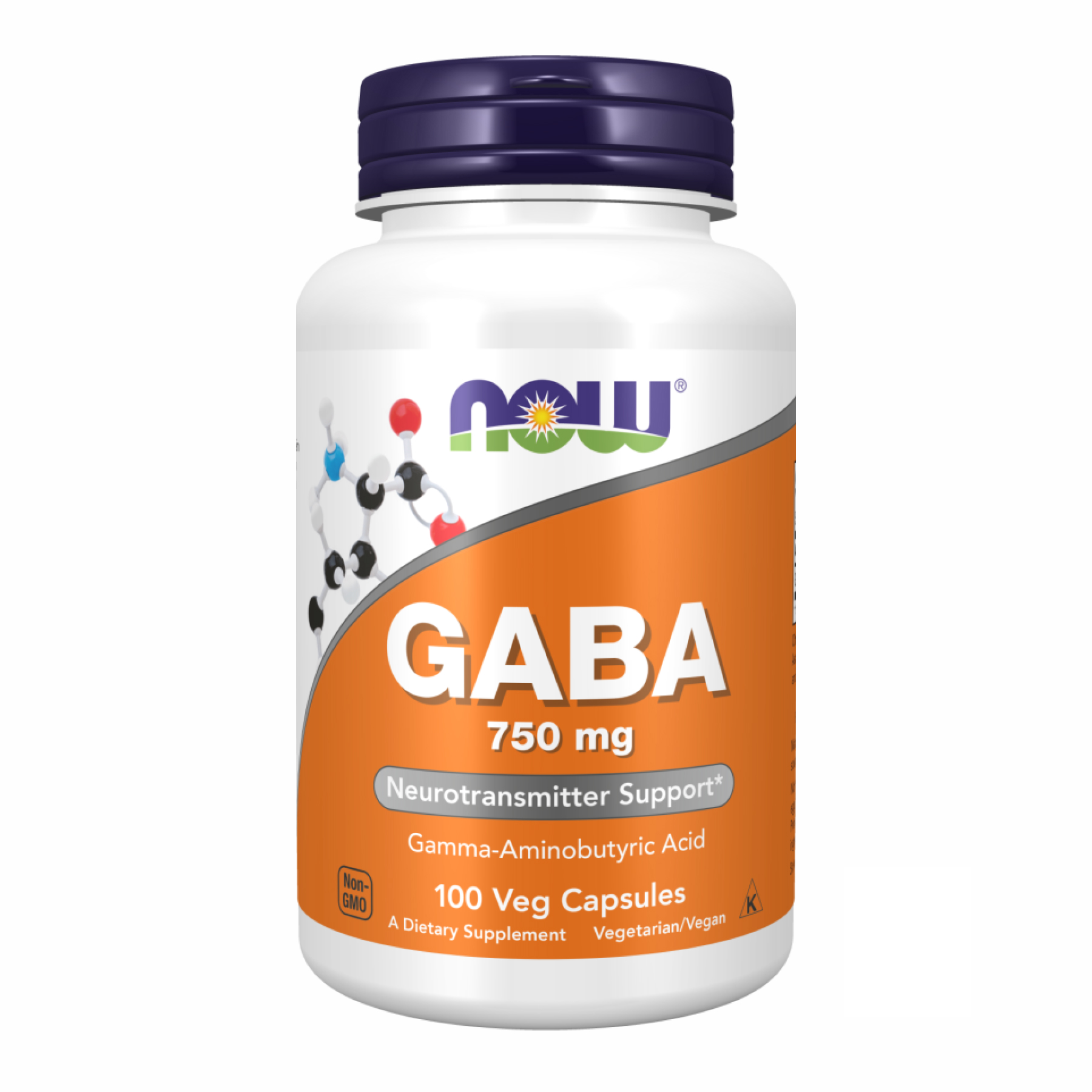 Гамма-аміномасляна кислота (GABA), Now Foods GABA, 750 мг, 100 вегетаріанських капсул