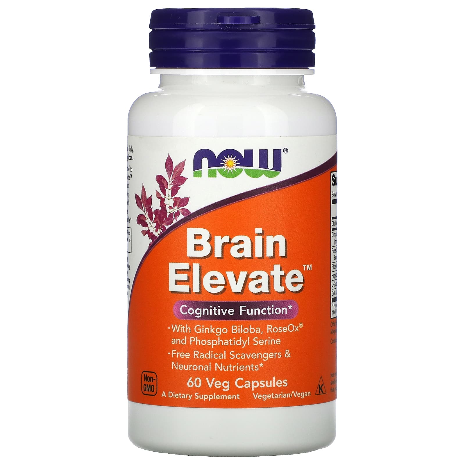 Комплекс для підтримки мозку та пам'яті, Now Foods Brain Elevate, 60 вегетаріанських капсул