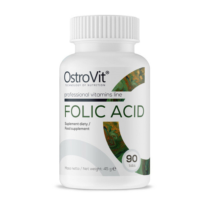 Фолієва кислота, OstroVit Folic Acid, 400 мкг, 90 таблеток