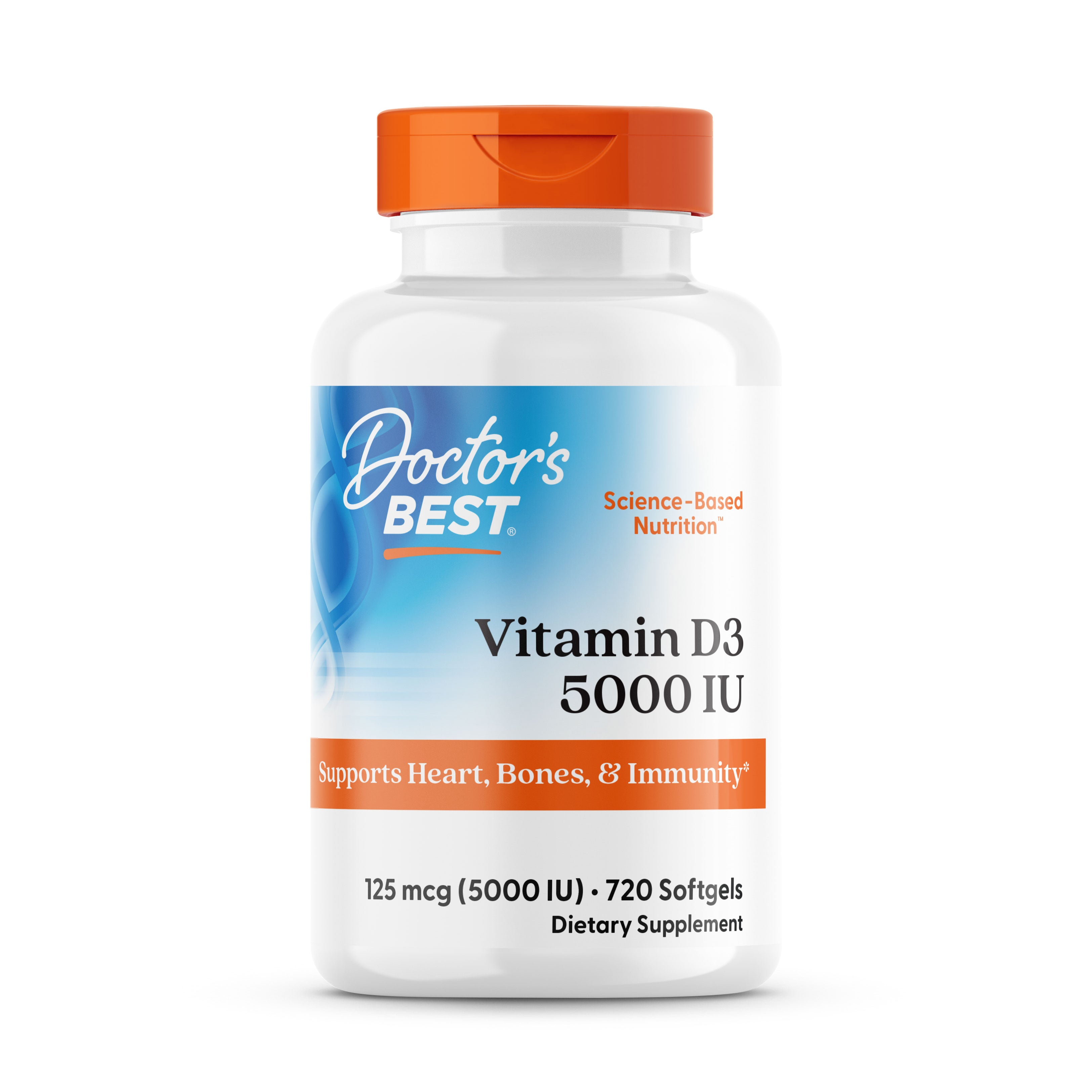 Вітамін D3, Doctor's Best Vitamin D3, 5000 МО, 720 м'яких капсул