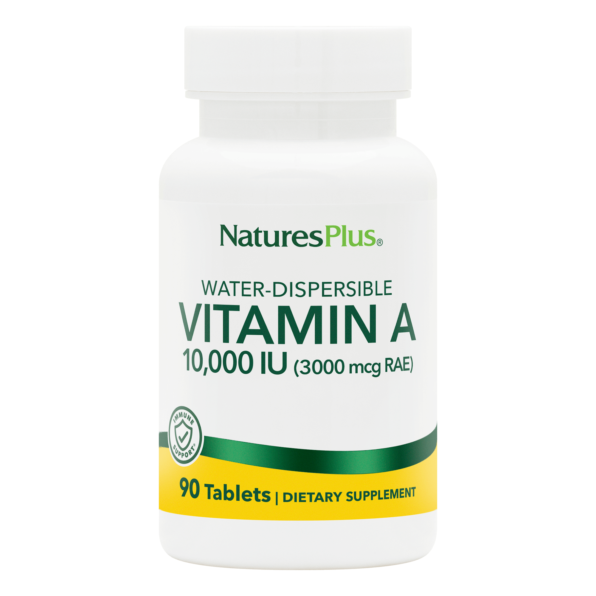Вітамін А водорозчинний, Natures Plus Water-Dispersible Vitamin A, 10000 МО, 90 таблеток