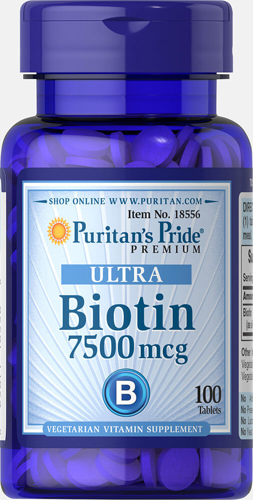 Біотин, Puritan's Pride Ultra Biotin, 7500 мкг, 100 таблеток